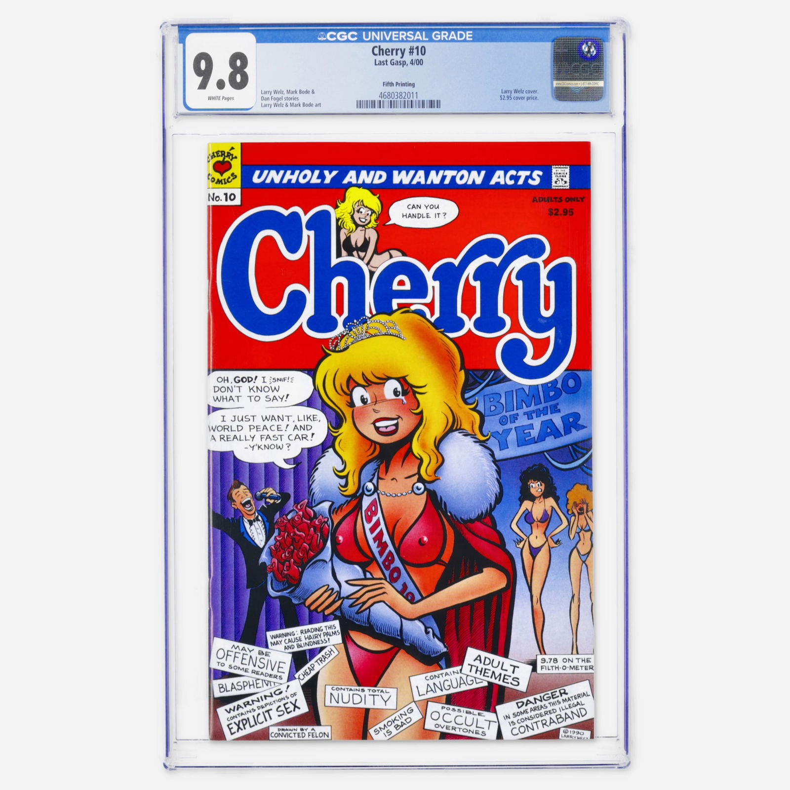 Last Gasp Cherry #10 CGC 9.8 Fifth Print: Last Gasp Cherry #10 CGC 9.8 Fifth Print USA, 2000 This copy represents a significant find, achieving the single highest-known top population status in this grade. This Modern Age underground comic fe