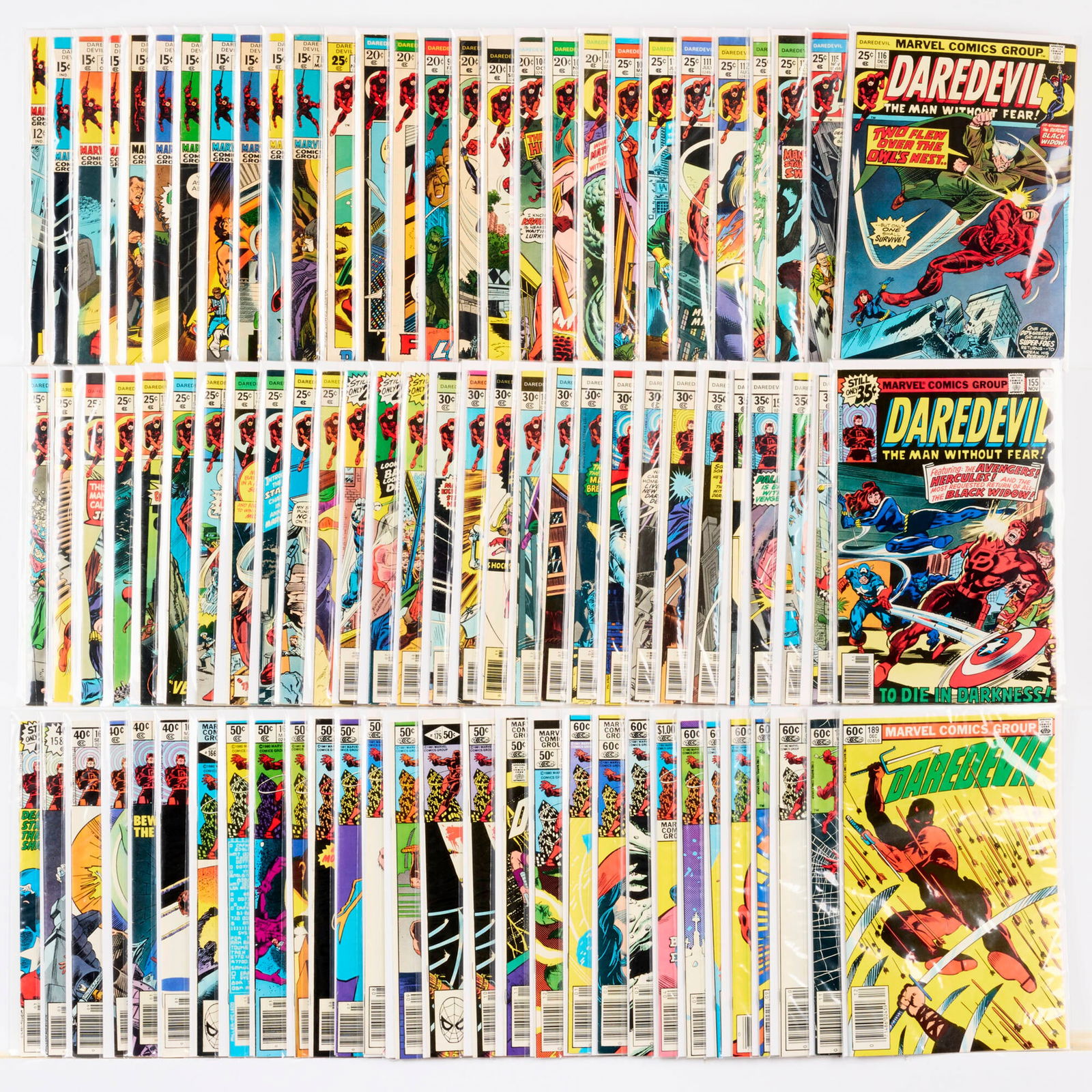 86 Marvel Comics Daredevil #44-#189 Group: 86 Marvel Comics Daredevil #44-#189 Group USA, 20th Century Group includes: Marvel Comics Daredevil #44, #54, #57, #59, #62-#64, #71, #73, #75, #76, #81, #86, #90, #96, #97, #103-#105, #107, #109-#