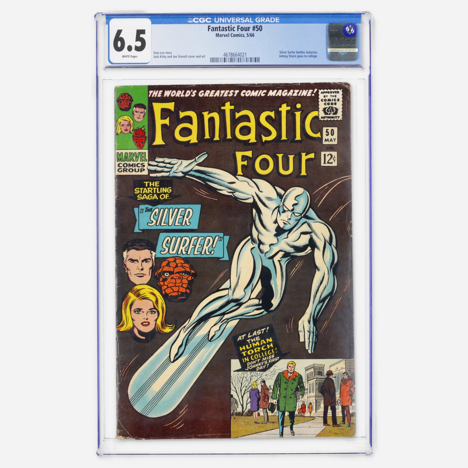 Marvel Comics Fantastic Four #50 CGC 6.5: Marvel Comics Fantastic Four #50 CGC 6.5 USA, 1966 In this Silver Age masterpiece, the Silver Surfer battles Galactus. It also marks the first appearance of Wyatt Wingfoot and sees Johnny Storm head t