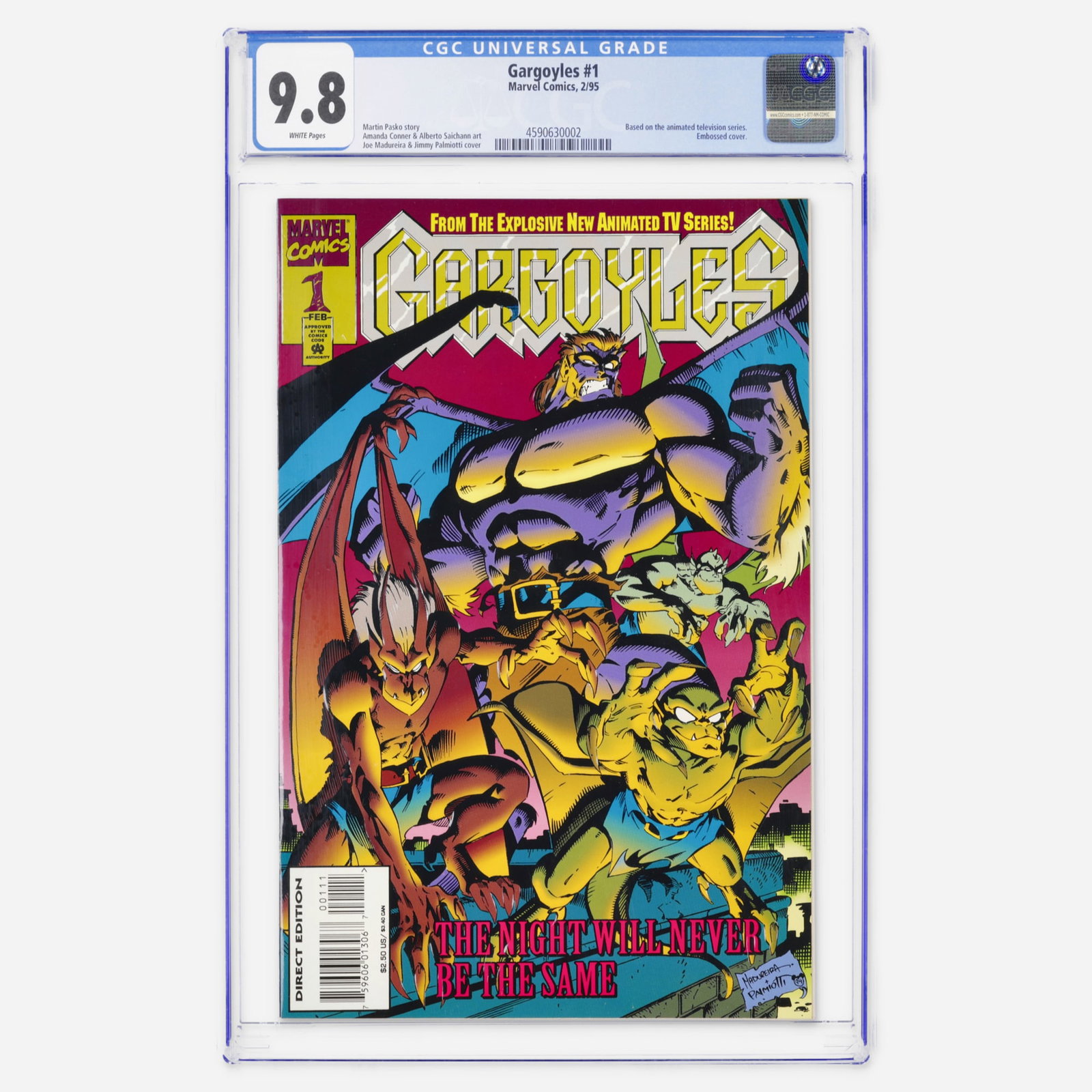 Marvel Comics Gargoyles #1 CGC 9.8: Marvel Comics Gargoyles #1 CGC 9.8 USA, 1995 This copy represents a significant find, achieving the highest-known top population status in this grade. Based on the animated television series, this Mod