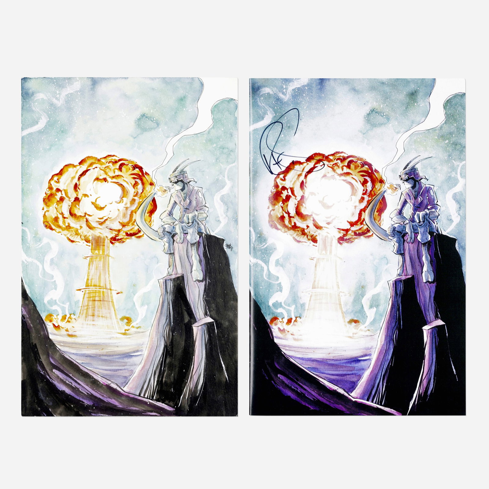 Shawn Daley, Salvagers #1 Cover Original Art (Source Point Press, 2017): Shawn Daley Salvagers #1 Cover Original Art (Source Point Press, 2017) pencil, ink, and watercolor on Bristol board 17 h x 11 w in (43 x 28 cm) Includes signed copy by Bob Salley of the Salvagers #1