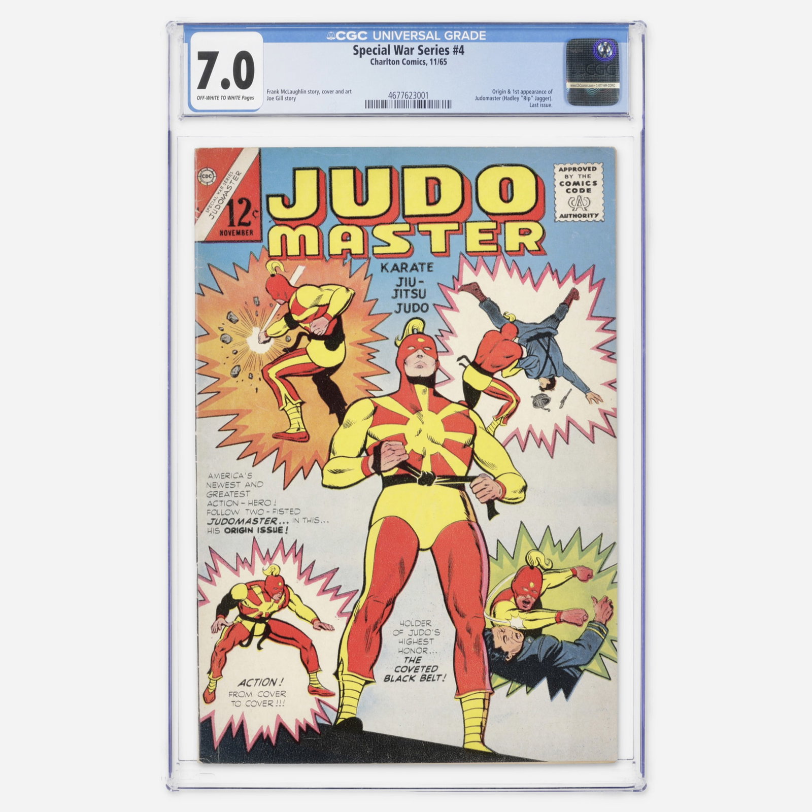 Charlton Comics Special War Series #4 CGC 7.0: Charlton Comics Special War Series #4 CGC 7.0 USA, 1965 A pivotal Silver Age key containing the origin and first appearance of Judomaster (Rip Jagger). This was the final issue of the series, created