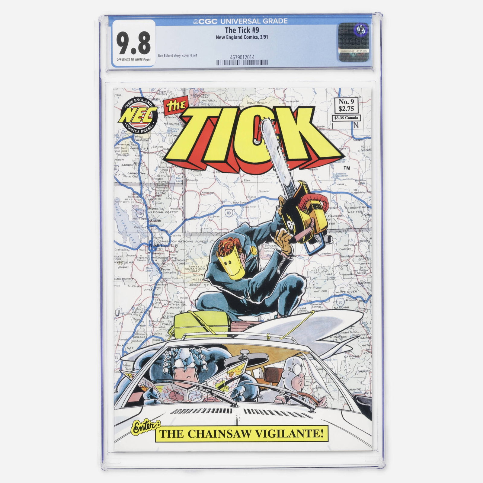 New England Comics The Tick #9 CGC 9.8: New England Comics The Tick #9 CGC 9.8 USA, 1991 This copy represents a significant find, achieving the highest-known top population status in this grade. An impeccable Modern Age copy from creator Be