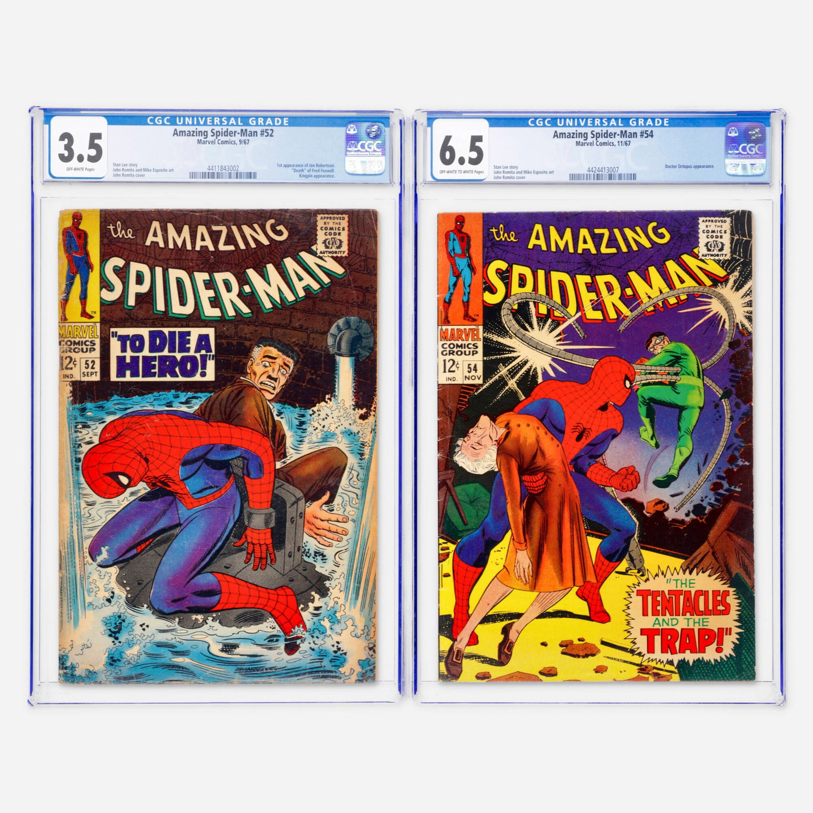 2 Marvel Comics Amazing Spider-Man #52 and #54 CGC Group (1 of 2)