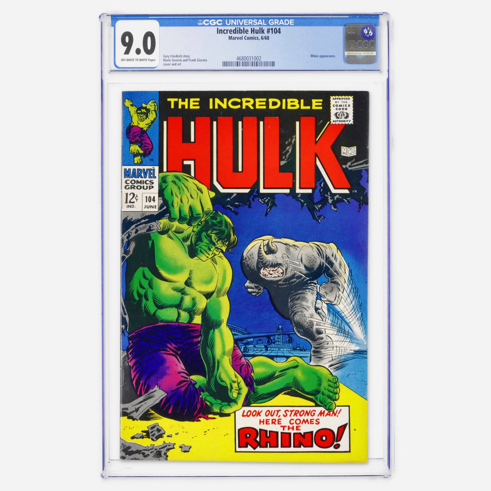 Marvel Comics Incredible Hulk #104 CGC 9.0 (1 of 2)