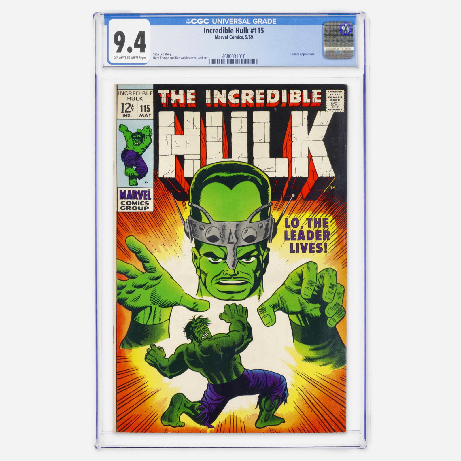 Marvel Comics Incredible Hulk #115 CGC 9.4 (1 of 2)