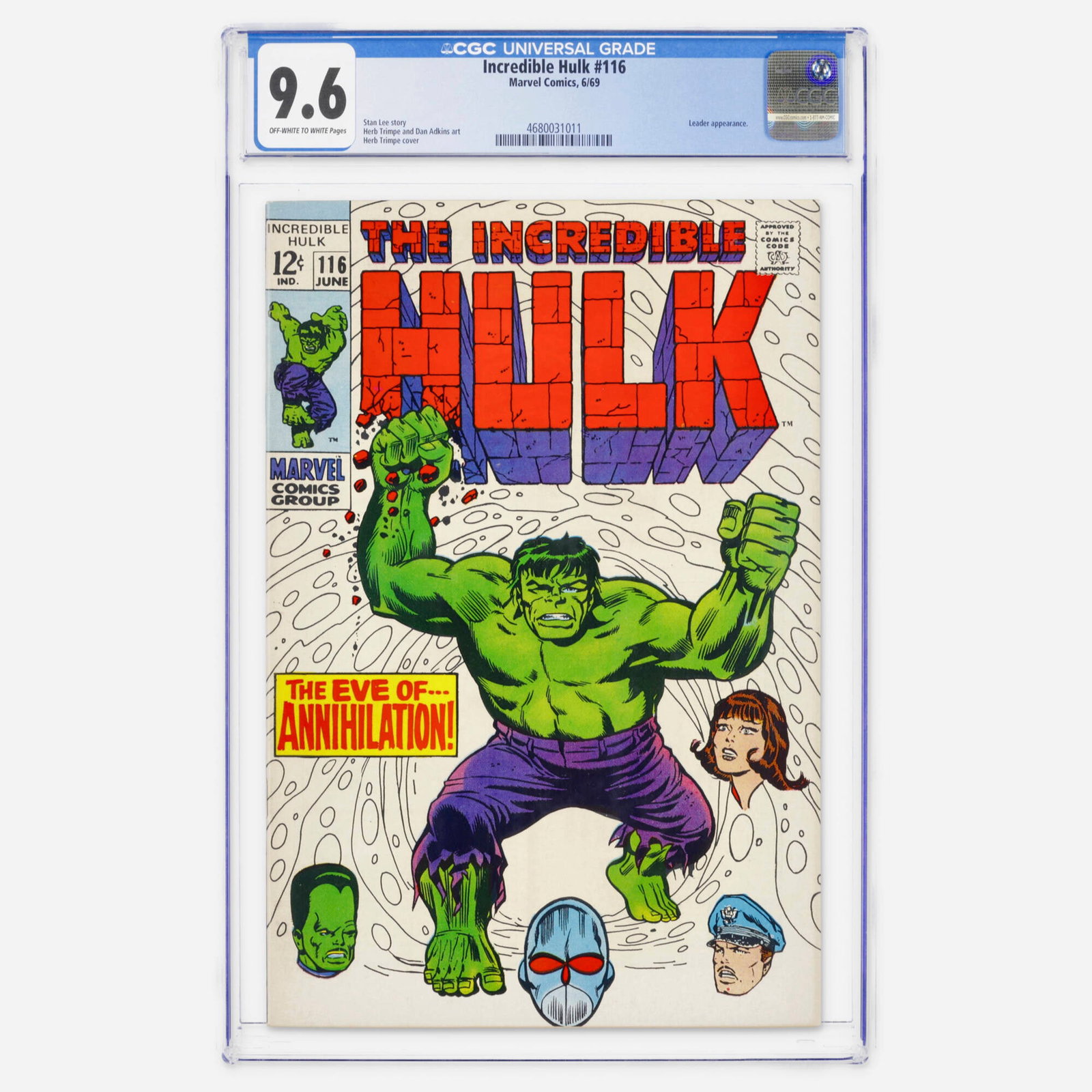 Marvel Comics Incredible Hulk #116 CGC 9.6 (1 of 2)