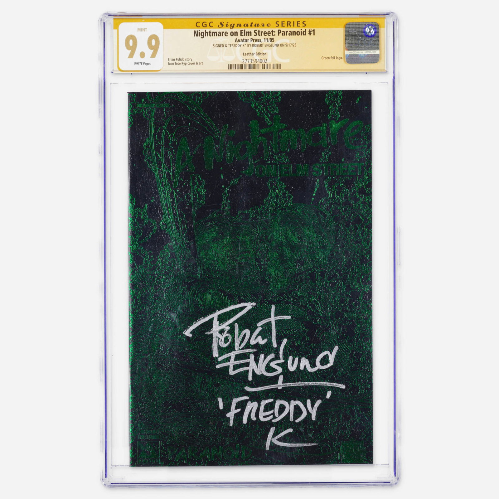 Avatar Press Nightmare on Elm Street: Paranoid #1 CGC 9.9 Leather Edition Robert Englund (1 of 2)