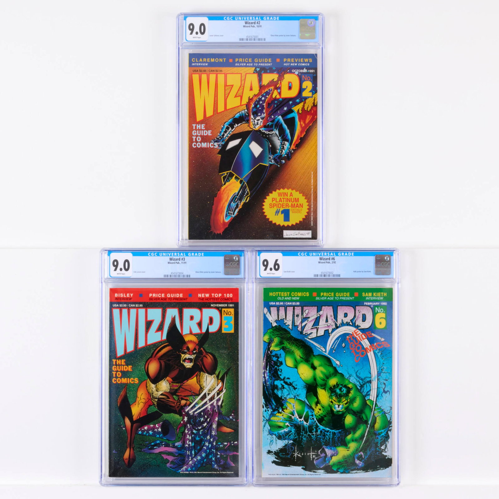 3 Wizard Pub. Wizard #2, #3 and #6 CGC Group (1 of 2)