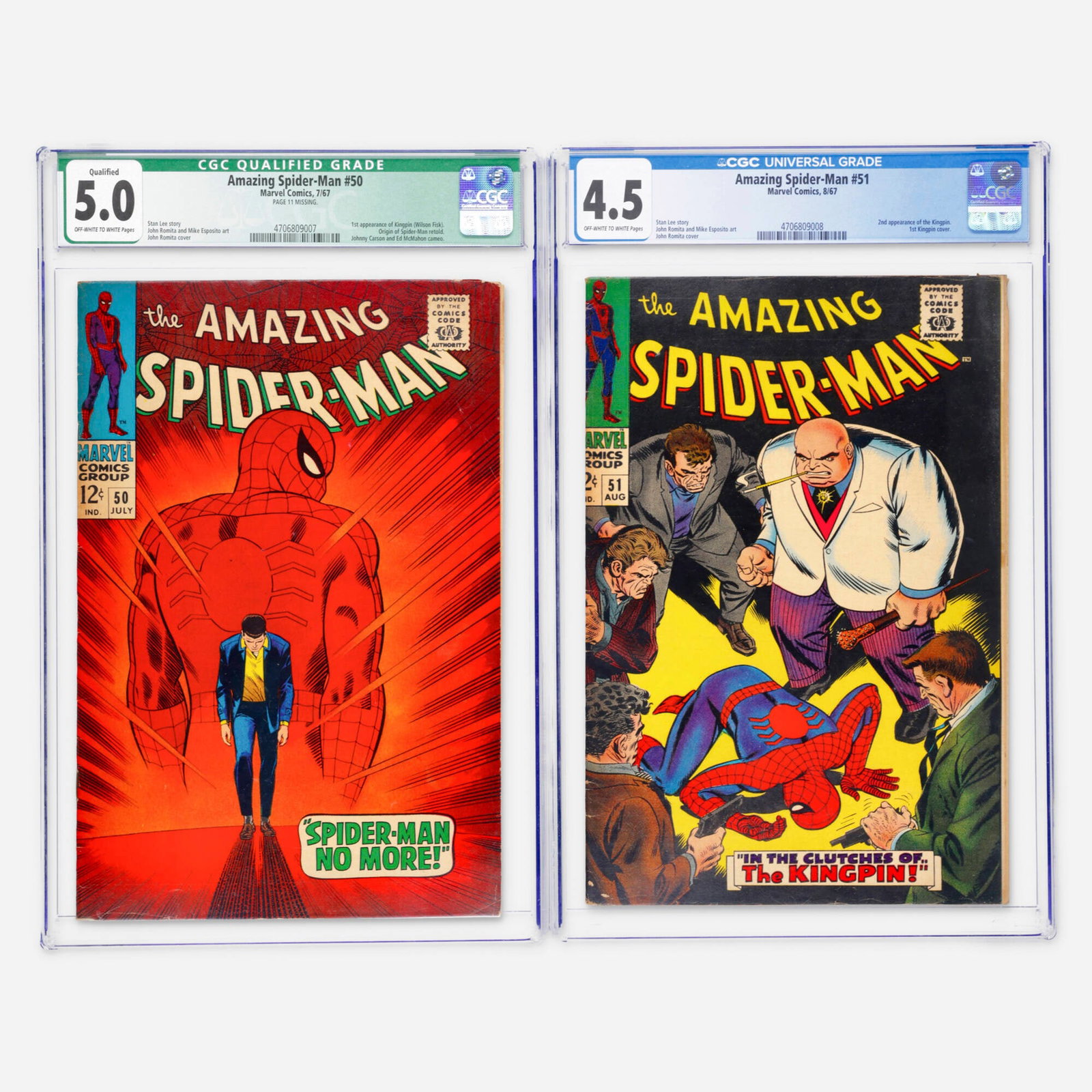 2 Marvel Comics Amazing Spider-Man #50 and #51 CGC Group (1 of 2)