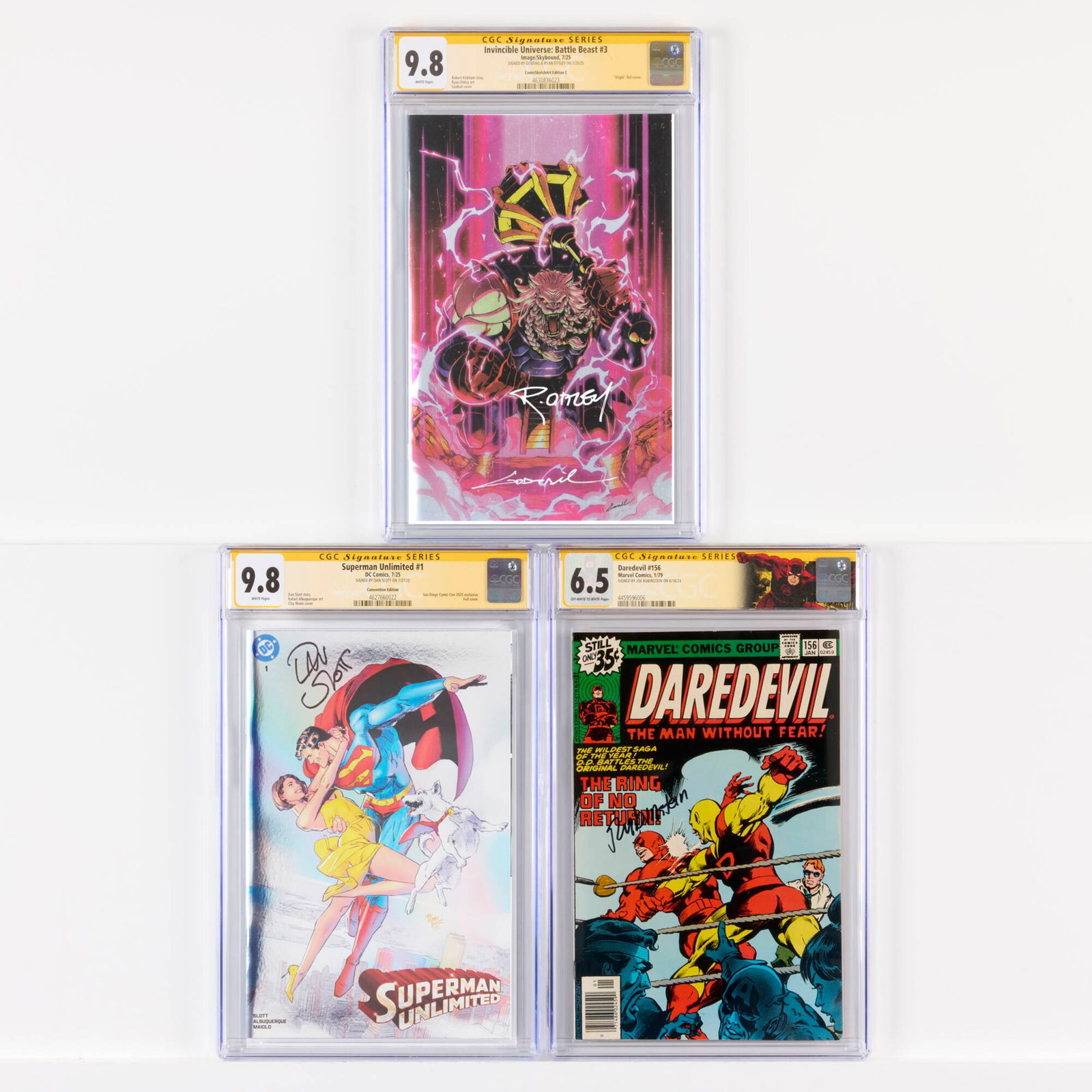 3 Mixed Publisher Mixed Title CGC Signature Series Group: 3 Mixed Publisher Mixed Title CGC Signature Series Group USA, 20th-21st Century Image/Skybound Invincible Universe: Battle Beast #3 CGC 9.8 ComicSketchArt Edition C Signature Series Godtail and Ryan O