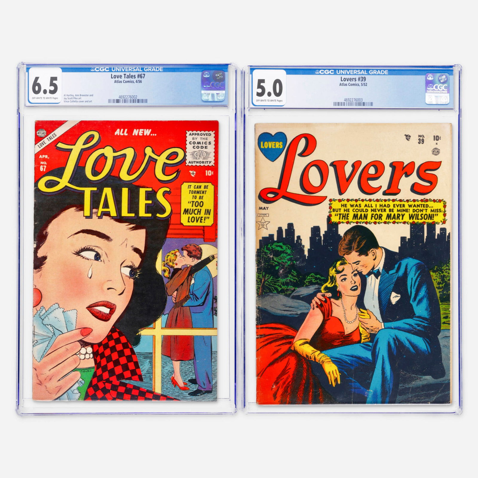 2 Atlas Comics Love Tales #67 and Lovers #39 CGC Group (1 of 2)