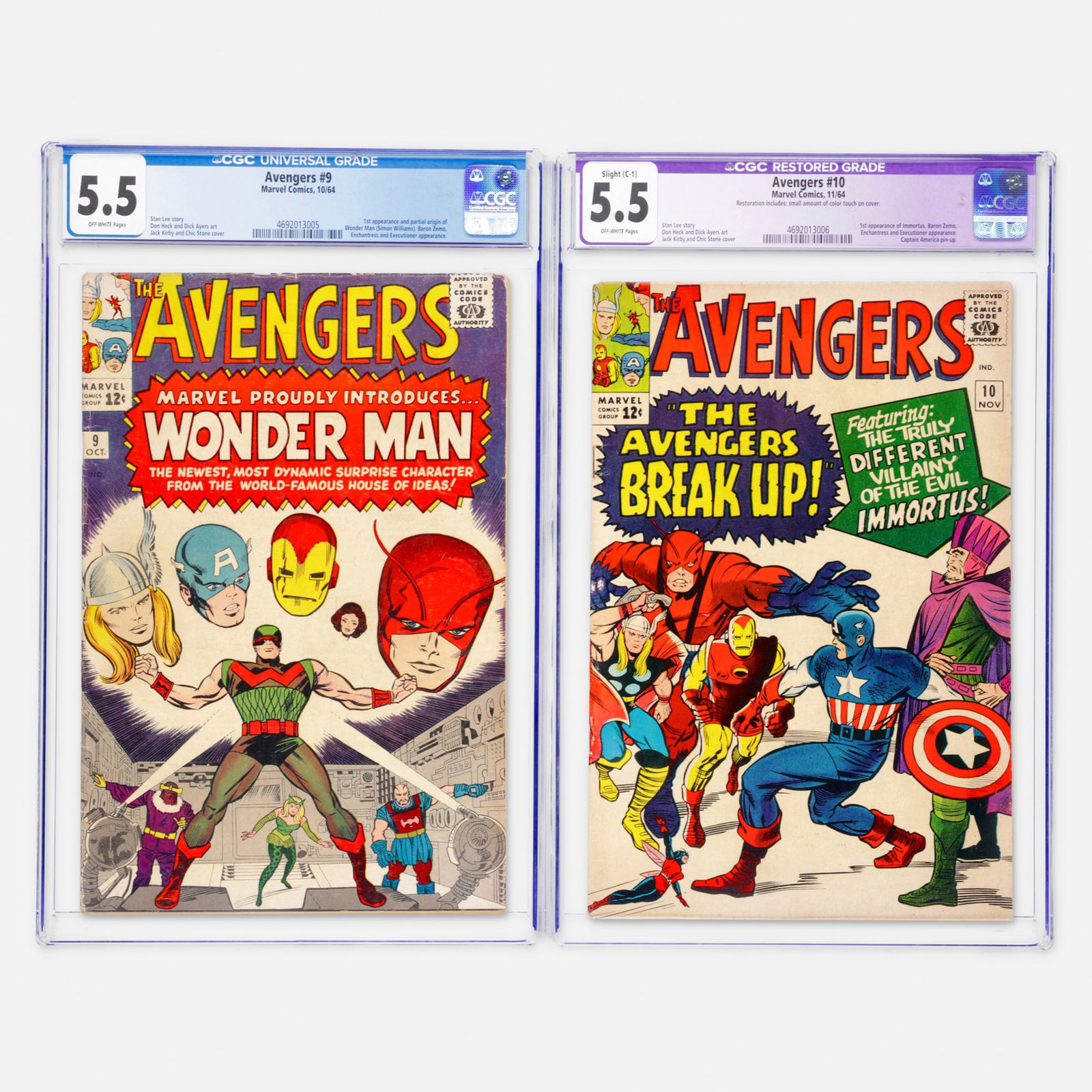 2 Marvel Comics Avengers #9 and #10 CGC 5.5 Group (1 of 2)