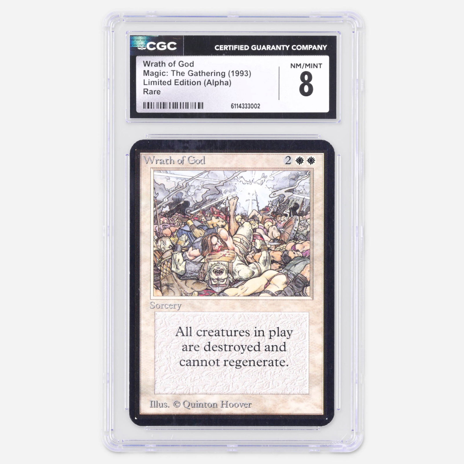 1993 Magic: The Gathering Alpha Limited Edition Wrath of God Rare Trading Card CGC 8: 1993 Magic: The Gathering Alpha Limited Edition Wrath of God Rare Trading Card CGC 8 USA 1993 CGC#: 6114333002 Population: 5 In 8, 1 Higher