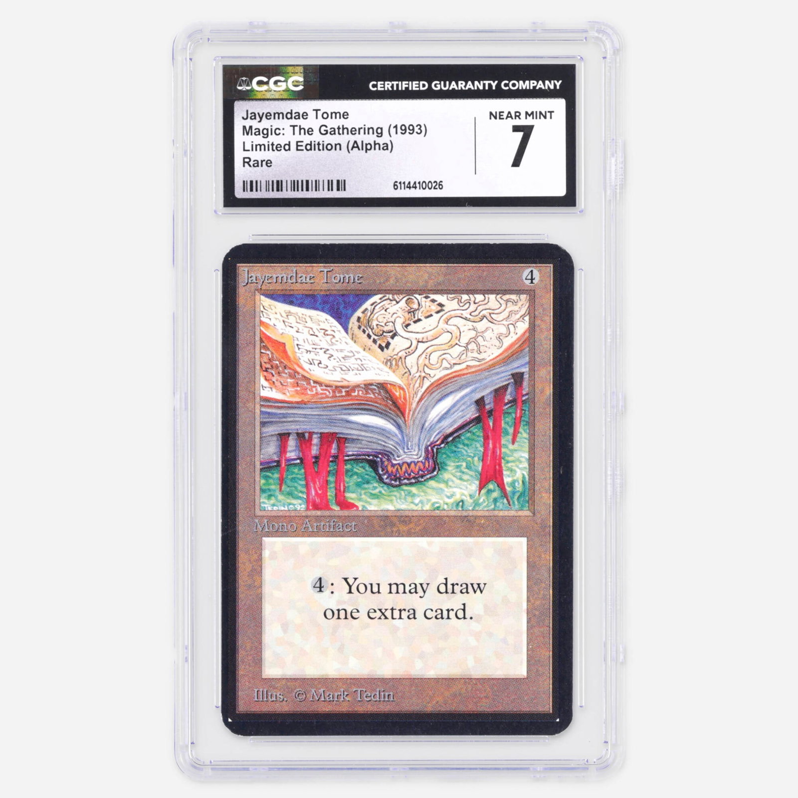 1993 Magic: The Gathering Alpha Limited Edition Jayemdae Tome Rare Trading Card CGC 7: 1993 Magic: The Gathering Alpha Limited Edition Jayemdae Tome Rare Trading Card CGC 7 USA 1993 CGC#: 6114410026 Population: 2 In 7, 22 Higher