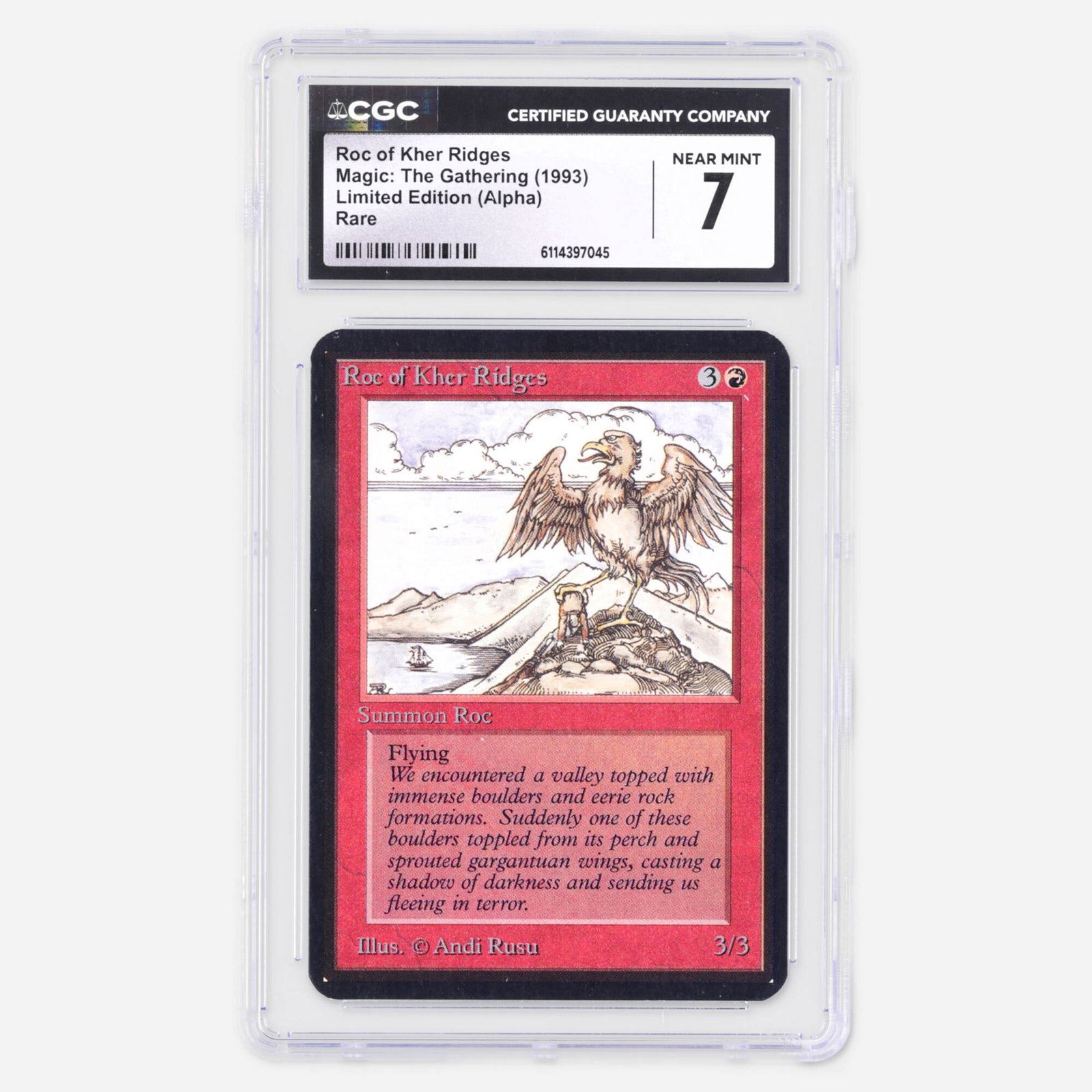 1993 Magic: The Gathering Alpha Limited Edition Roc of Kher Ridges Rare Trading Card CGC 7: 1993 Magic: The Gathering Alpha Limited Edition Roc of Kher Ridges Rare Trading Card CGC 7 USA 1993 CGC#: 6114397045 Population: 2 In 7, 20 Higher