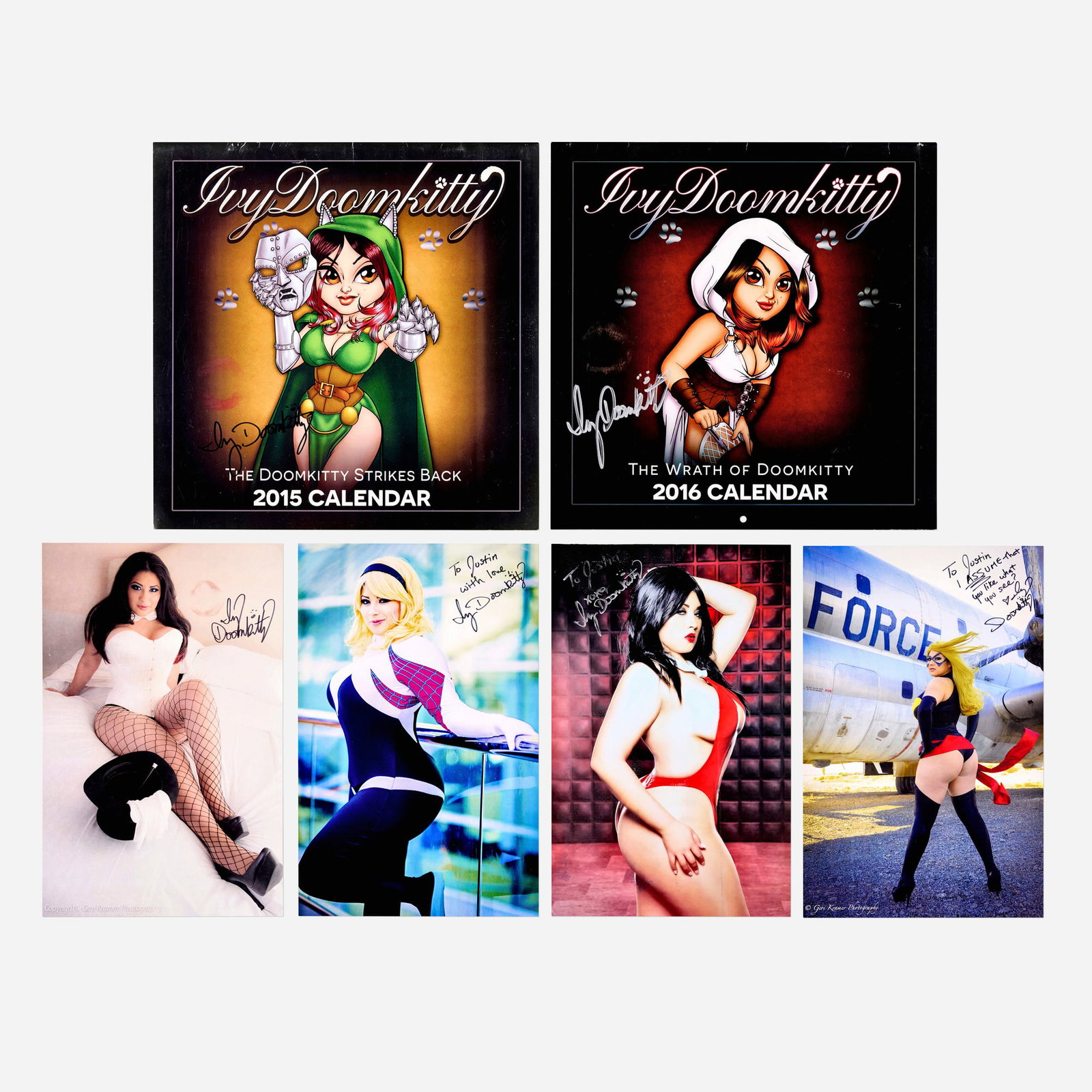 Ivy Doomkitty, Group of 6 Ivy Doomkitty Prints: Ivy Doomkitty Group of 6 Ivy Doomkitty Prints print 17 h x 11 w in (43 x 28 cm) Group includes four signed 11 x 17 prints and two calendars. All are signed. Condition Notes: