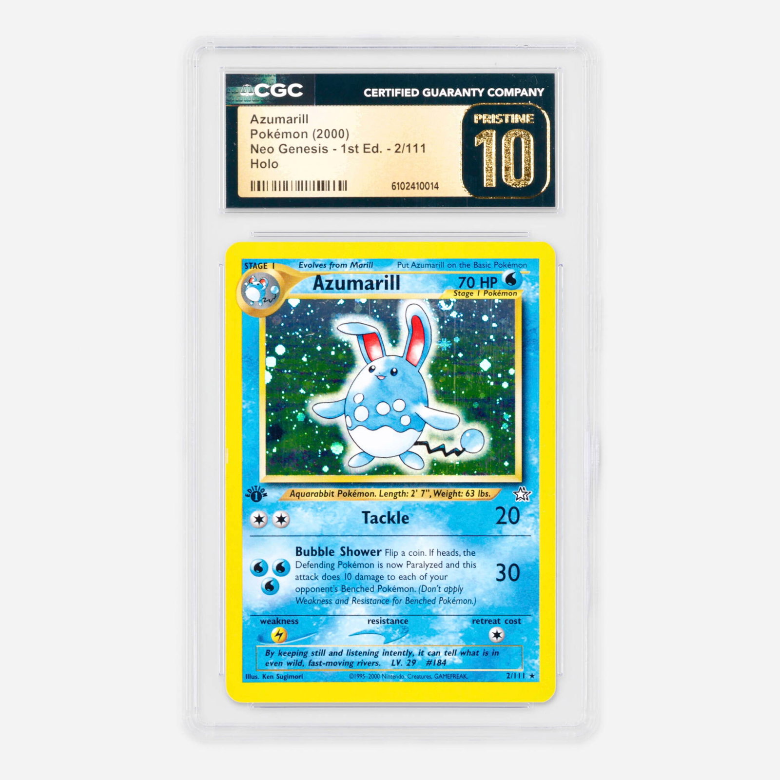 2000 Pokemon Neo Genesis 1st Edition 2/111 Azumarill Holo Trading Card CGC 10 Pristine (1 of 2)