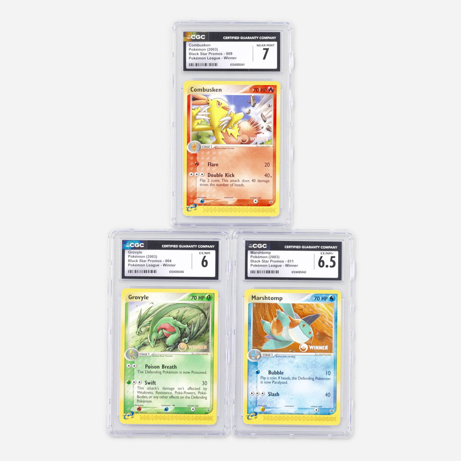 Three 2003 Pokemon Black Star Promos Pokemon League Winner CGC Trading Card Group: Three 2003 Pokemon Black Star Promos Pokemon League Winner CGC Trading Card Group USA, 2003 2003 Pokemon Black Star Promos 004 Grovyle Pokemon League Winner Trading Card CGC 6 CGC#: 61