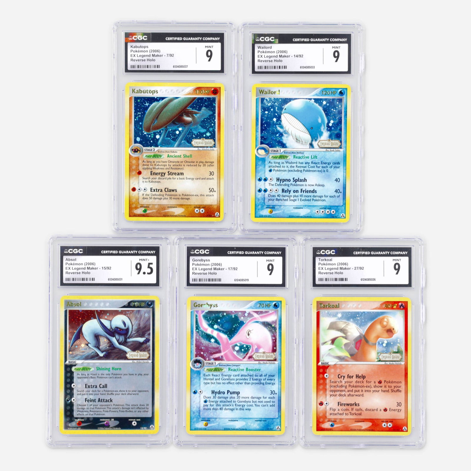 Five 2006 Pokemon EX Legend Maker Reverse Holo CGC Trading Card Group (1 of 2)