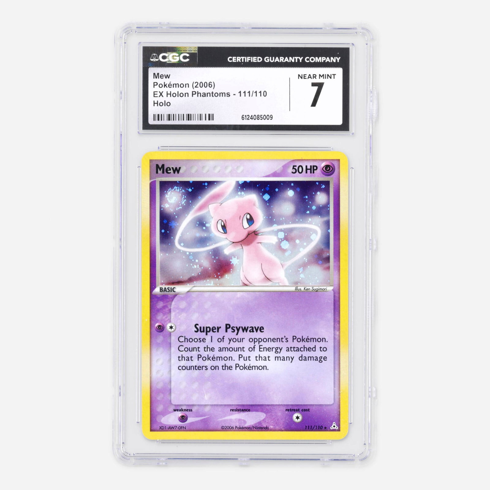 2006 Pokemon EX Holon Phantoms 111/110 Mew Holo Trading Card CGC 7: 2006 Pokemon EX Holon Phantoms 111/110 Mew Holo Trading Card CGC 7 USA, 2006 CGC#: 6124085009 Population: 13 In 7, 135 Higher