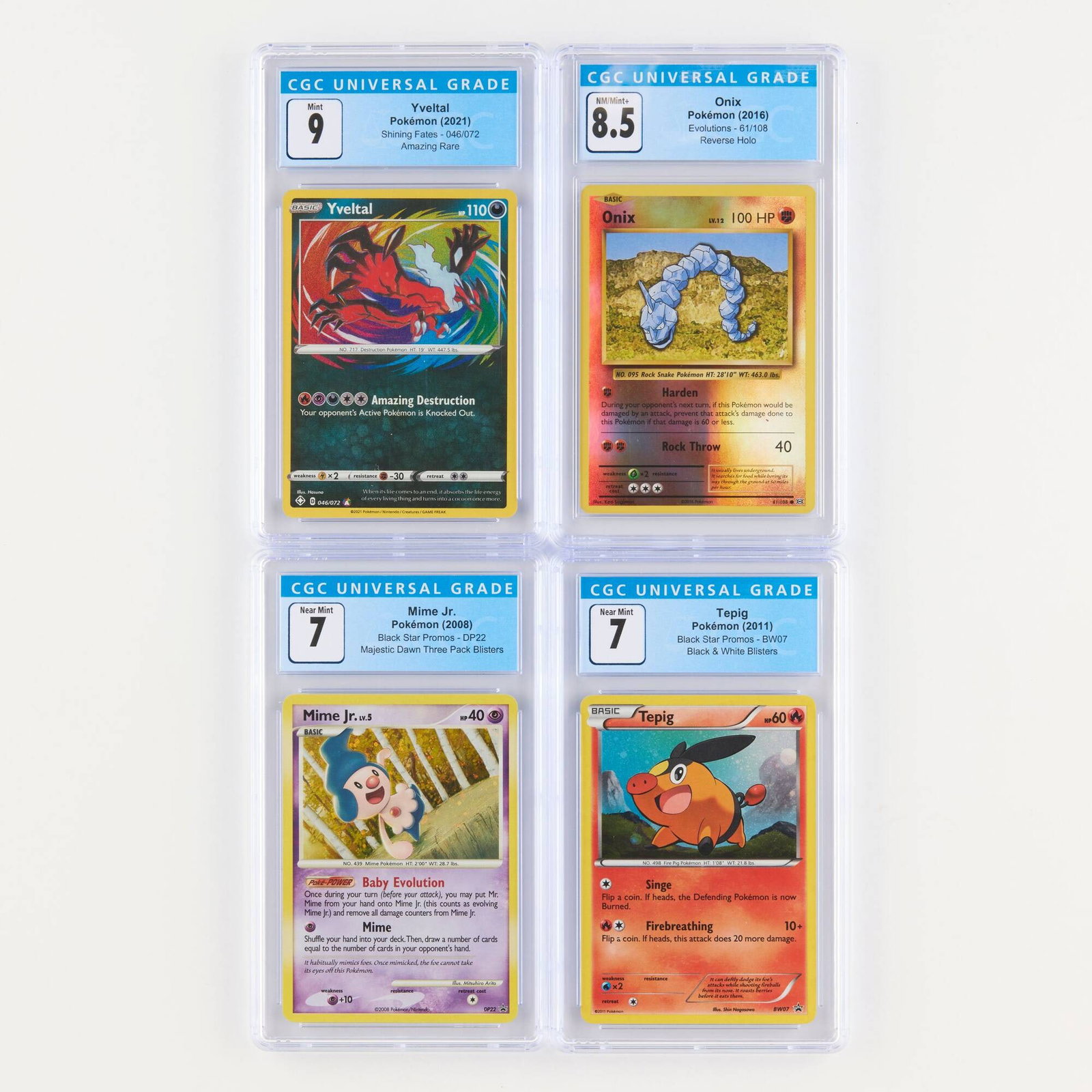 Four 2008-2021 Pokemon CGC Trading Card Group: Four 2008-2021 Pokemon CGC Trading Card Group USA, 2008-2021 2008 Pokemon Black Star Promos DP22 Mime Jr. Majestic Dawn 3-Pack Blister Trading Card CGC 7 CGC#: 3787821337 Po
