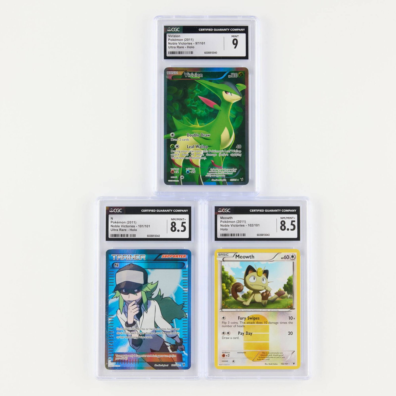 Three 2011 Pokemon Noble Victories Holo CGC Trading Card Group (1 of 4)
