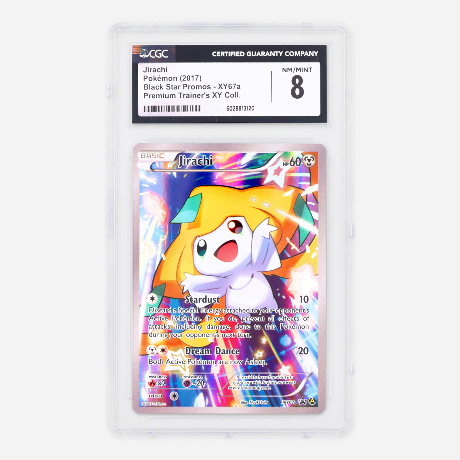 2017 Pokemon Black Star Promos XY67a Jirachi Premium Trainer's XY Collection Trading Card CGC 8: 2017 Pokemon Black Star Promos XY67a Jirachi Premium Trainer's XY Collection Trading Card CGC 8 USA, 2017 CGC#: 6028813120 Population: 40 In 8, 108 Higher