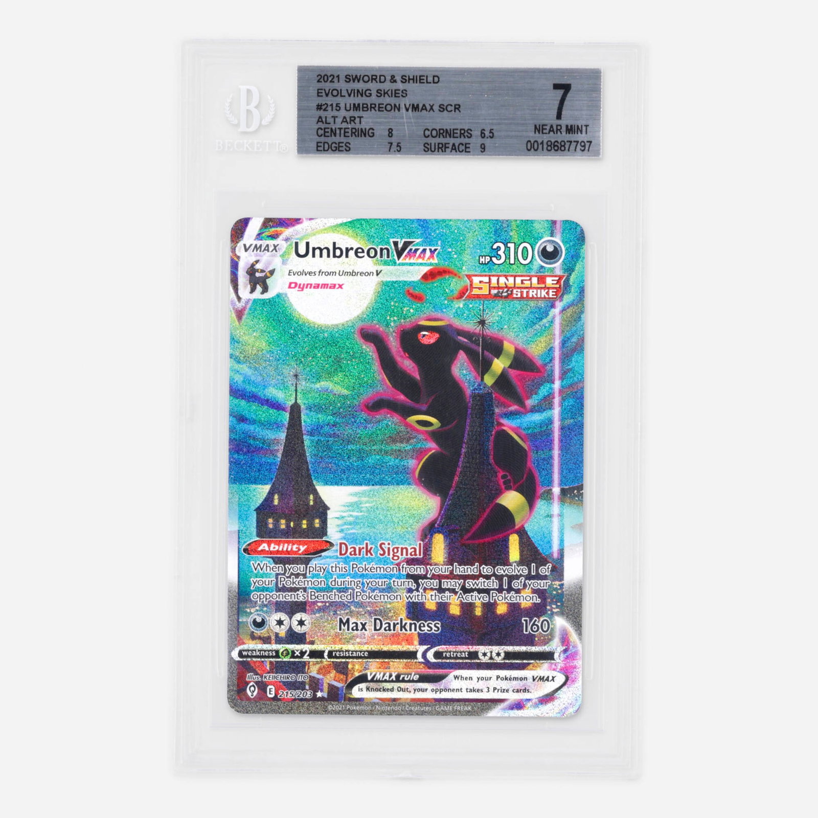 2021 Pokemon Sword and Shield Evolving Skies 215/203 Umbreon VMAX Secret Rare Holo Alternate Art (1 of 2)