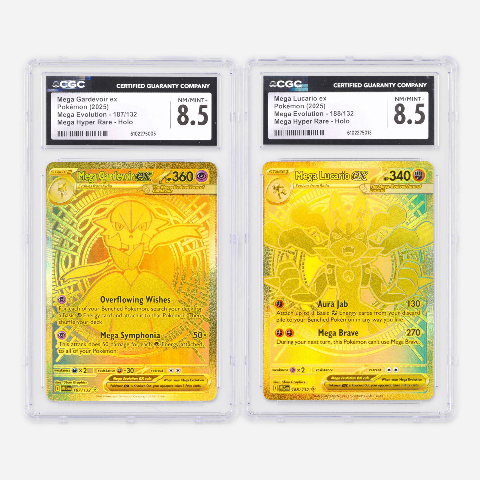 Pokemon Mega Evolution 187/132 Mega Gardevoir ex and 188/132 Mega Lucario ex Mega Hyper Rare Holo (1 of 2)