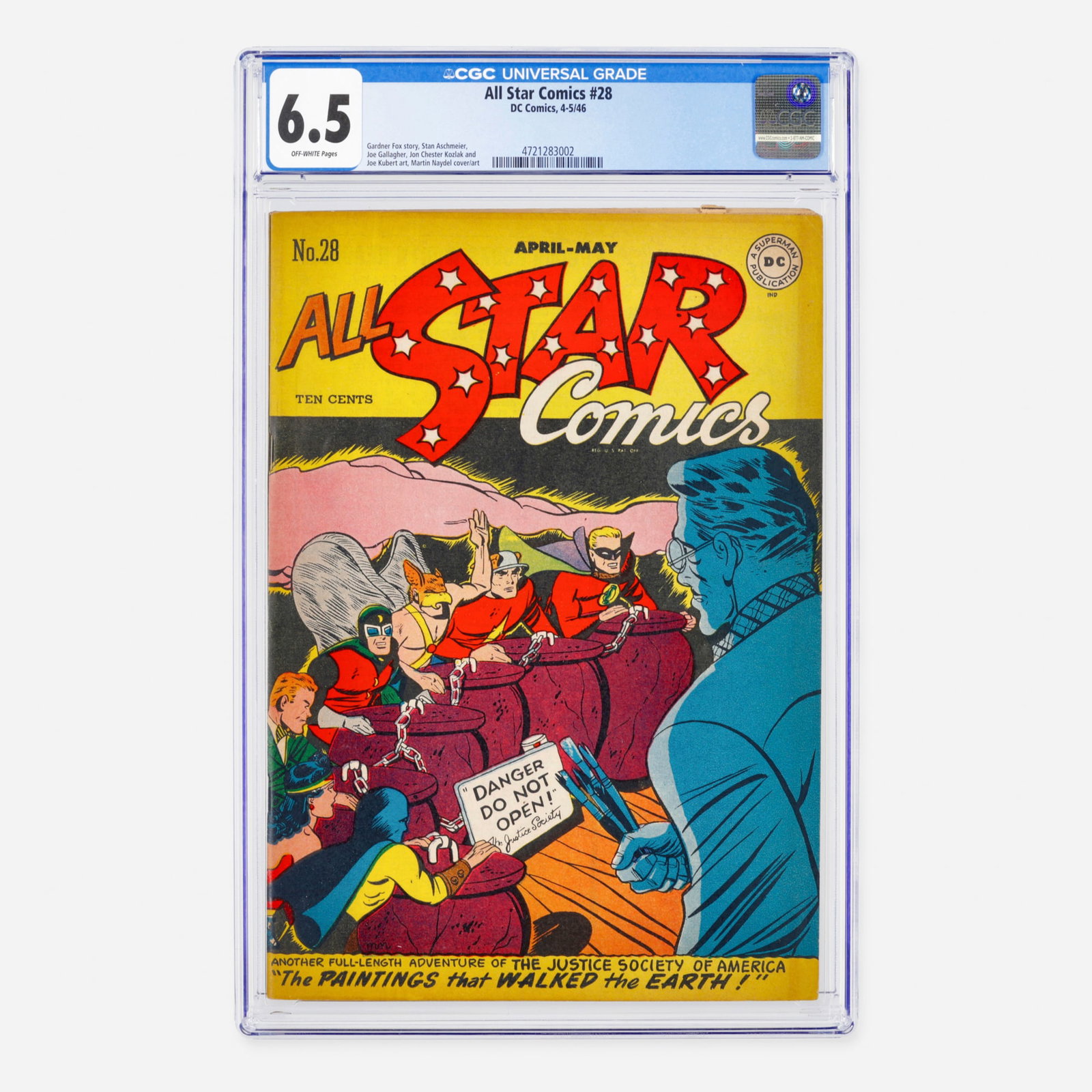 DC Comics All Star Comics #28 CGC 6.5: DC Comics All Star Comics #28 CGC 6.5 USA, 1946 This Golden Age classic features a story by Gardner Fox and a cover by Martin Naydel. The interior art is a showcase of talent from Stan Aschmeier, Joe