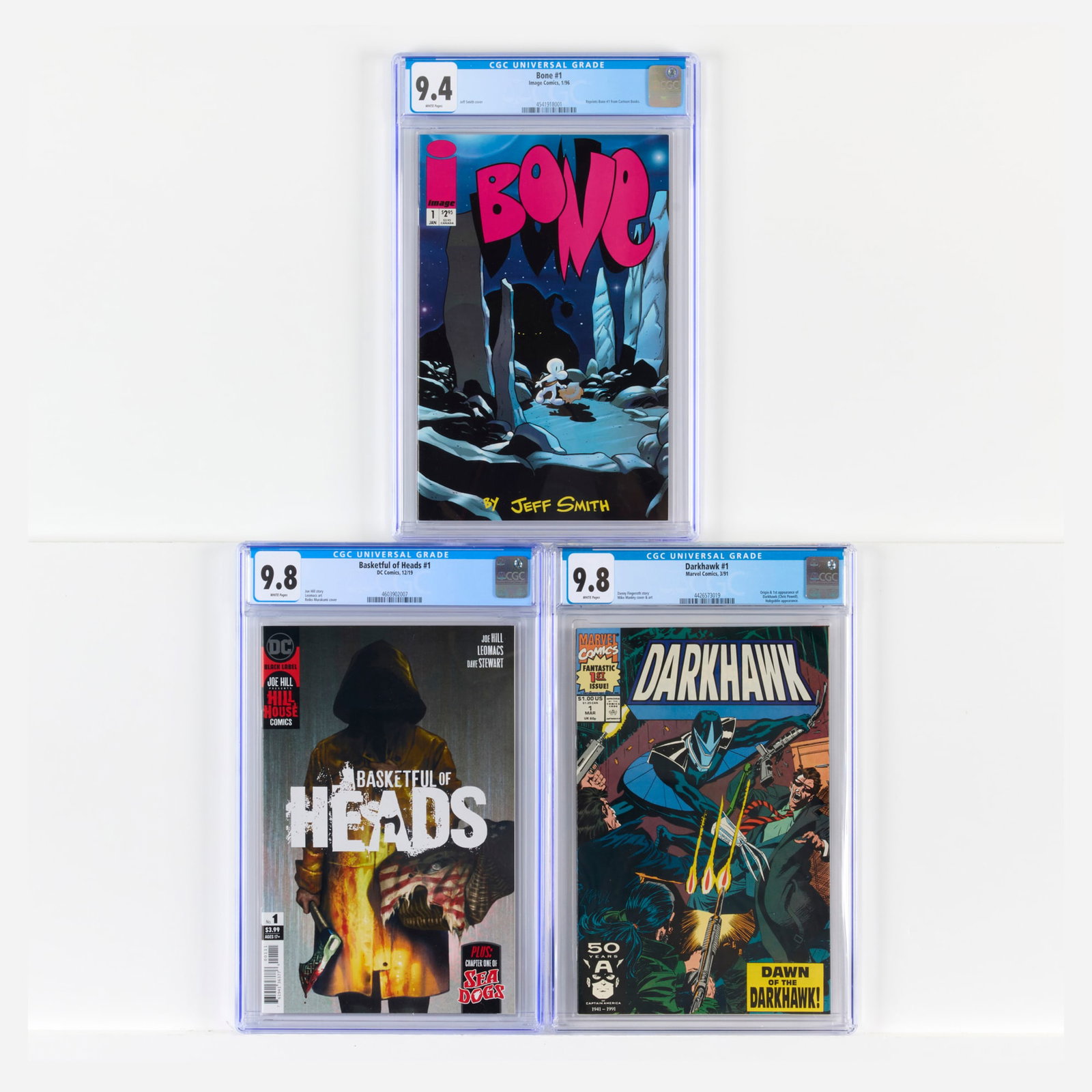 Three Mixed Publisher Mixed Title CGC Group: Three Mixed Publisher Mixed Title CGC Group USA, 20th-21st Century DC Comics Basketful of Heads #1 CGC 9.8 (12/19) CGC#: 4603902007 Population: 66 in 9.8, 0 higher<