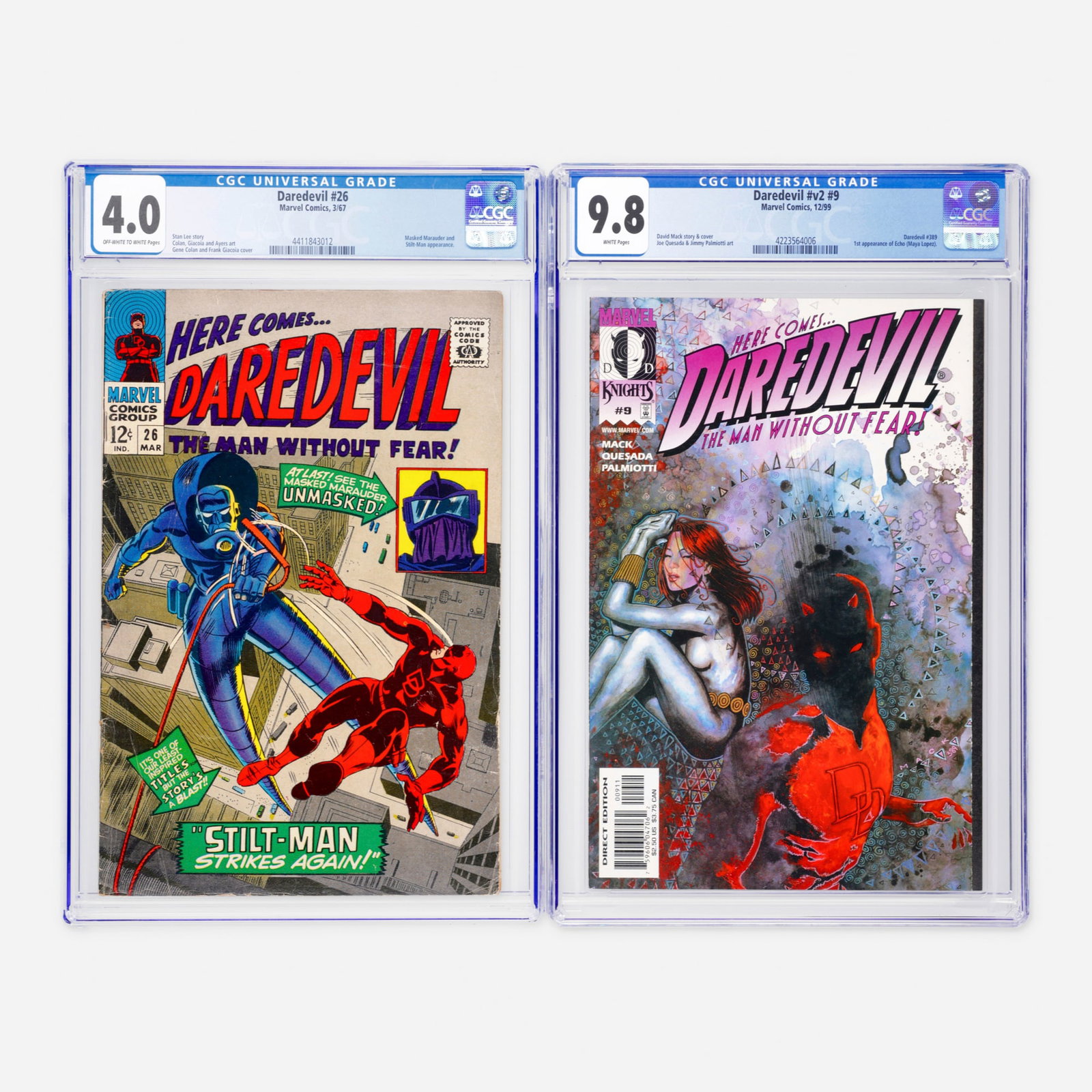 2 Marvel Comics Daredevil #26 and Daredevil #v2 #9 CGC Group (1 of 2)