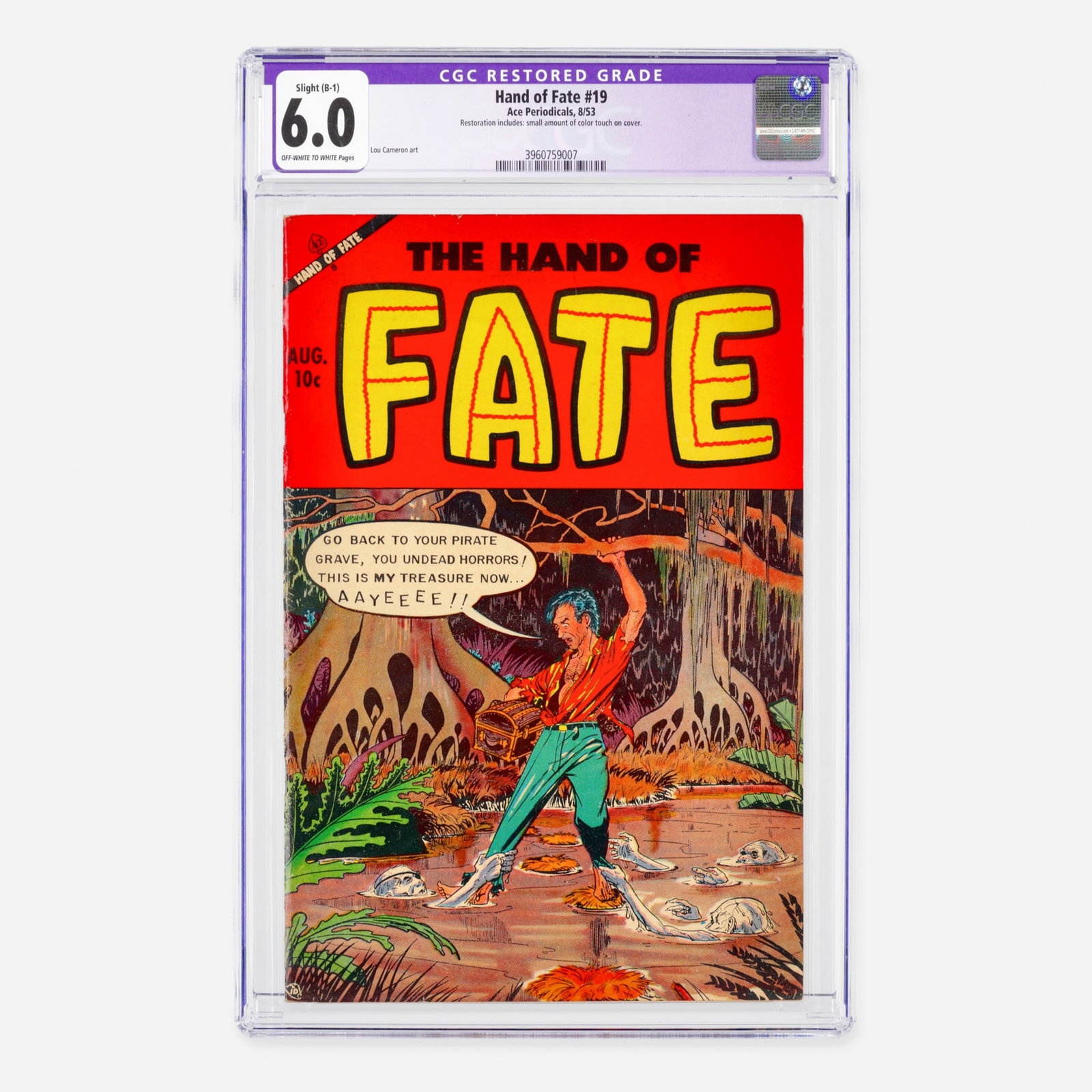 Ace Periodicals Hand of Fate #19 CGC 6.0 B-1: Ace Periodicals Hand of Fate #19 CGC 6.0 B-1 USA, 1953 This Golden Age pre-code horror issue features interior art by Lou Cameron, delivering the classic supernatural suspense characteristic of the Ac