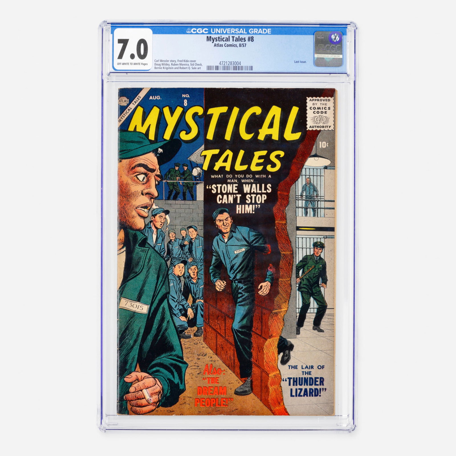 Atlas Comics Mystical Tales #8 CGC 7.0: Atlas Comics Mystical Tales #8 CGC 7.0 USA, 1957 This Silver Age rarity is the last issue of the series. Featuring a story by Carl Wessler and a cover by Fred Kida, it contains an impressive lineup of