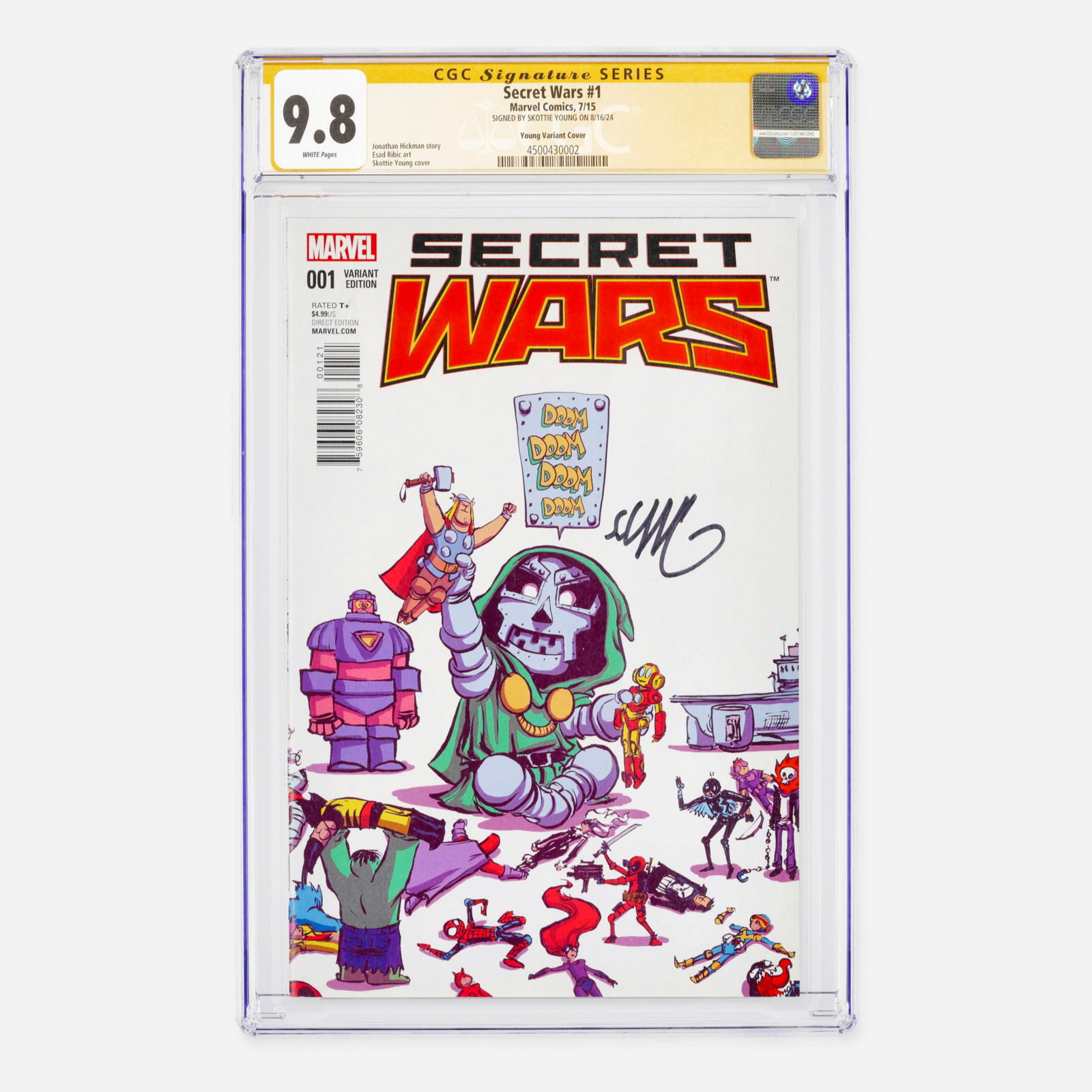 Marvel Comics Secret Wars #1 CGC 9.8 Young Variant Cover Signature Series Skottie Young (1 of 2)