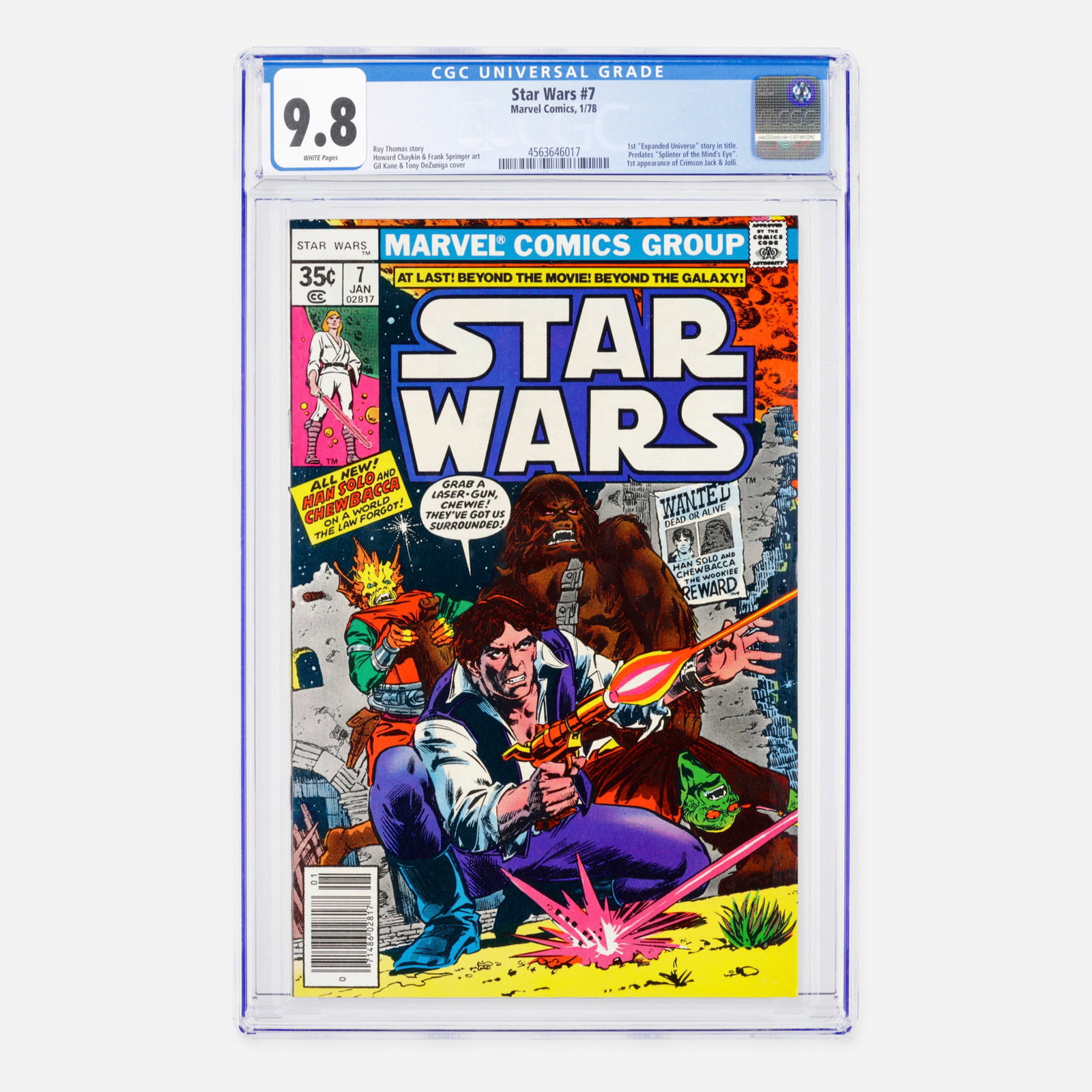 Marvel Comics Star Wars #7 CGC 9.8: Marvel Comics Star Wars #7 CGC 9.8 USA, 1978 This Bronze Age milestone contains the first Expanded Universe story in the title, predating the novel Splinter of the Mind's Eye. It features the fir