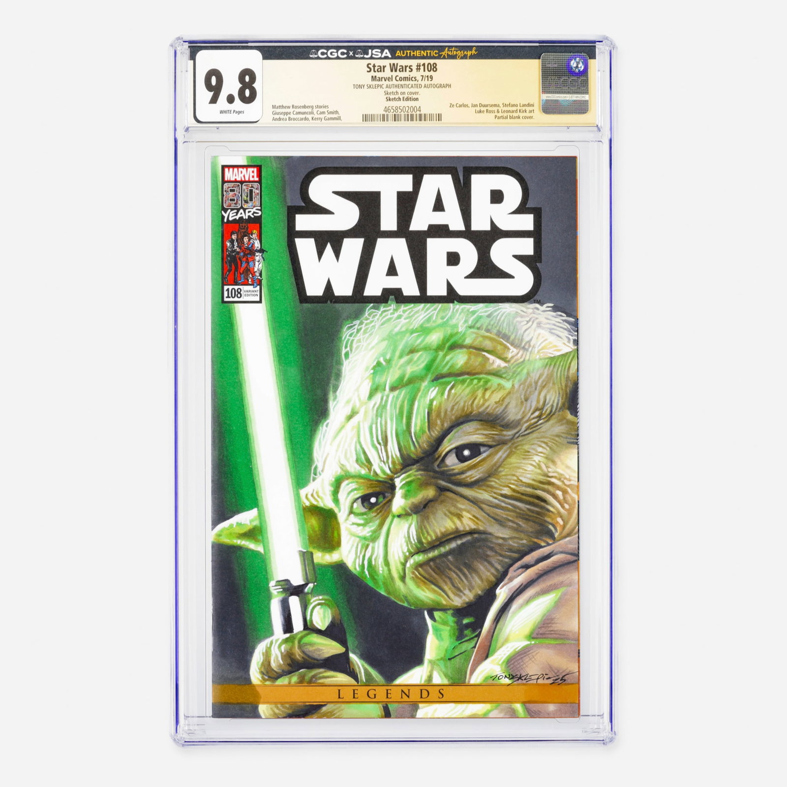 Marvel Comics Star Wars #108 CGC 9.8 Sketch Edition JSA Tony Sklepic (1 of 2)