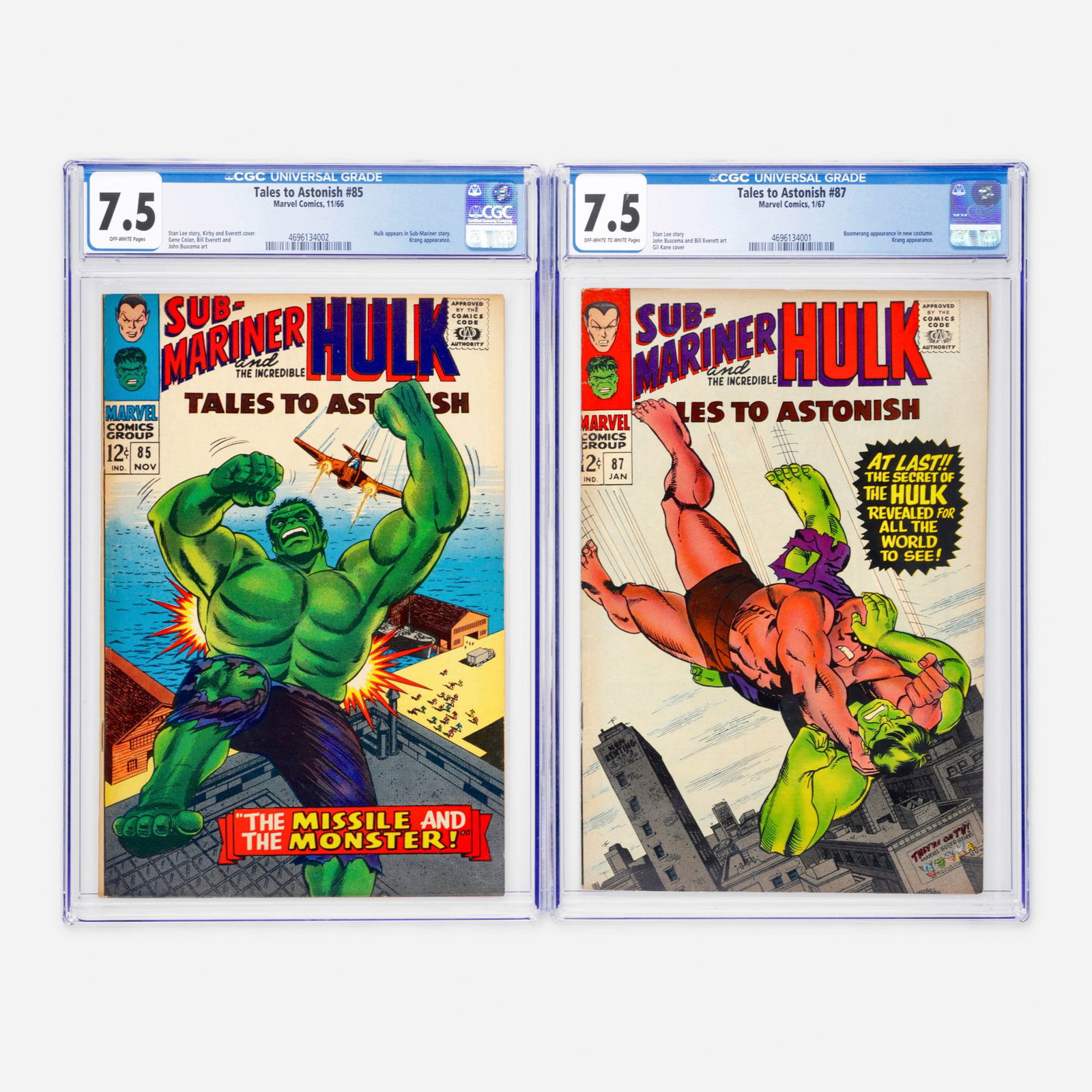 2 Marvel Comics Tales to Astonish #85 and #87 CGC 7.5 Group (1 of 2)