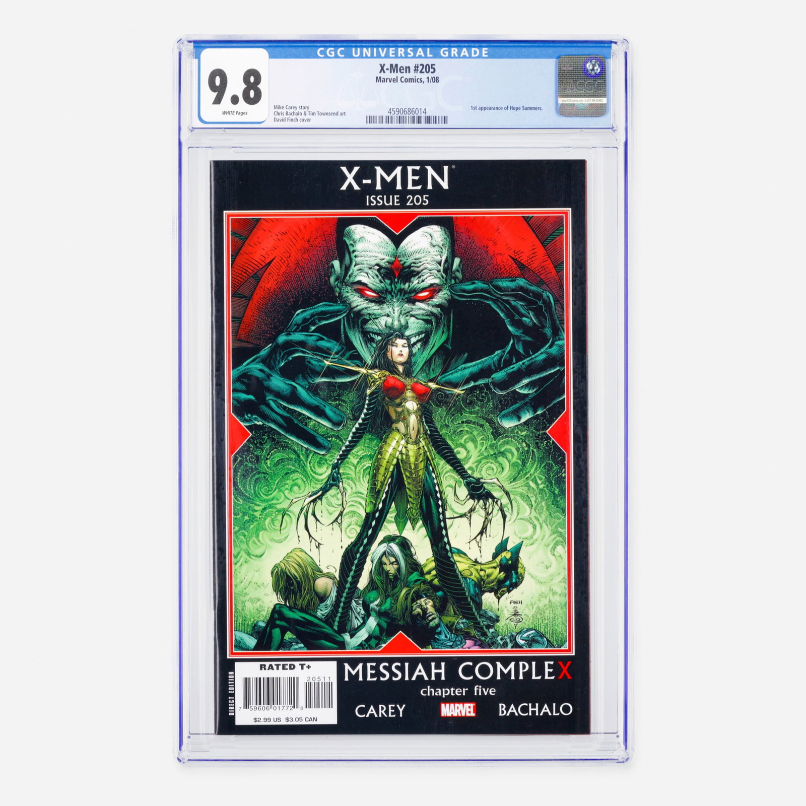 Marvel Comics X-Men #205 CGC 9.8: Marvel Comics X-Men #205 CGC 9.8 USA, 2008 This Modern Age key issue is a central chapter of the "Messiah Complex" crossover, featuring the first appearance of Hope Summers, the first mutant born afte