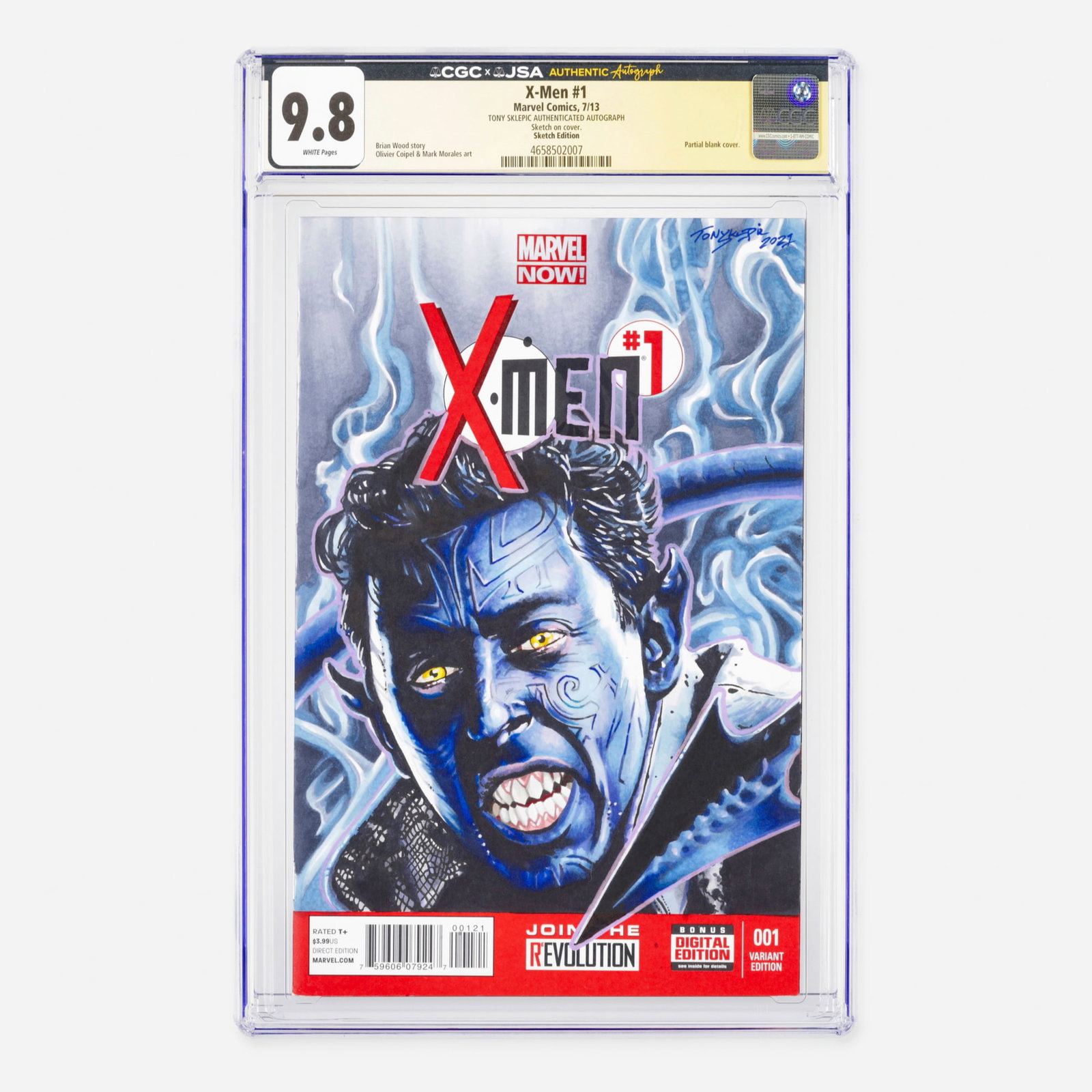 Marvel Comics X-Men #1 CGC 9.8 Sketch Edition JSA Tony Sklepic: Marvel Comics X-Men #1 CGC 9.8 Sketch Edition JSA Tony Sklepic USA, 2013 This Modern Age collectible is a unique CGCxJSA authenticated Sketch Edition. Featuring a partial blank cover, it serves as a c