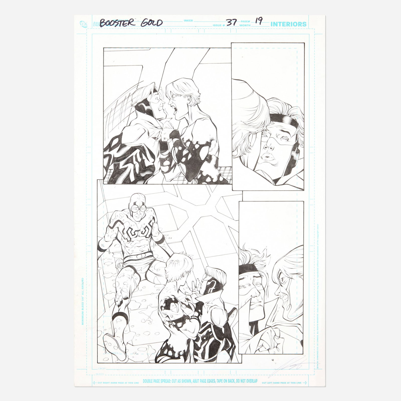 Chris Batista and Rich Perrotta, Booster Gold #37 Story Page 19 Original Art (DC Comics, 2010): Chris Batista and Rich Perrotta Booster Gold #37 Story Page 19 Original Art (DC Comics, 2010) pencil and ink on Bristol board 17 h x 11.5 w in (43 x 29 cm) Condition Notes: Art is i