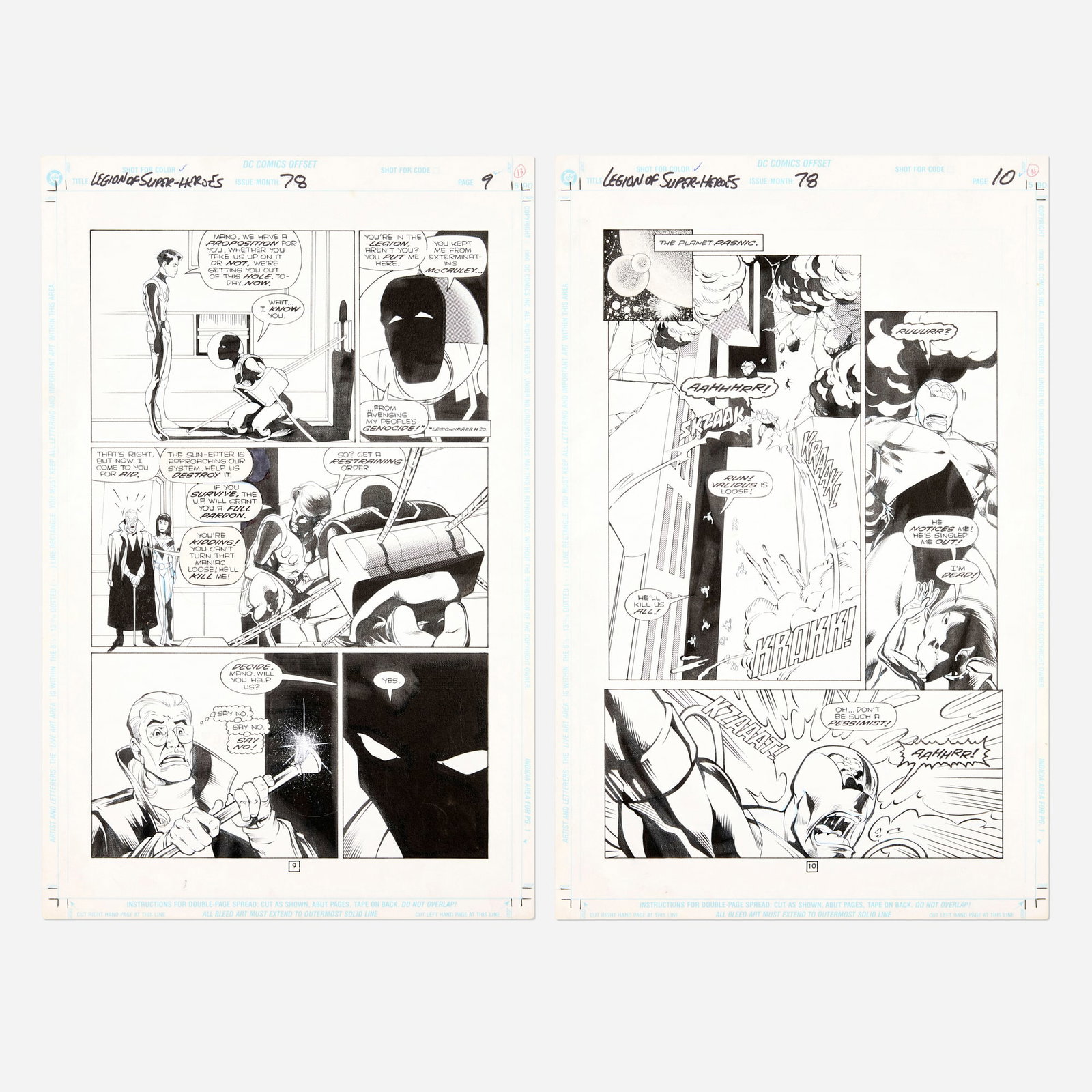 Lee Moder and Ron Boyd, Legion of Super-Heroes #78 Story Pages 9 and 10 Original Art (1 of 1)