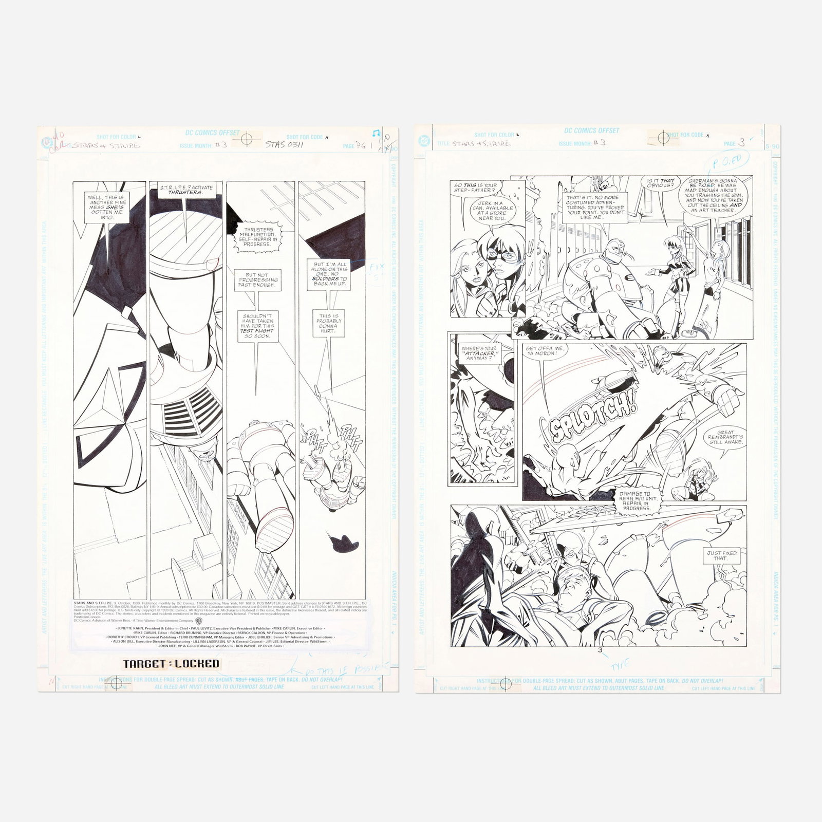 Lee Moder and Dan Davis, Stars & S.T.R.I.P.E. #3 Story Page 1 and 3 Original Art (DC Comics,1999) (1 of 1)
