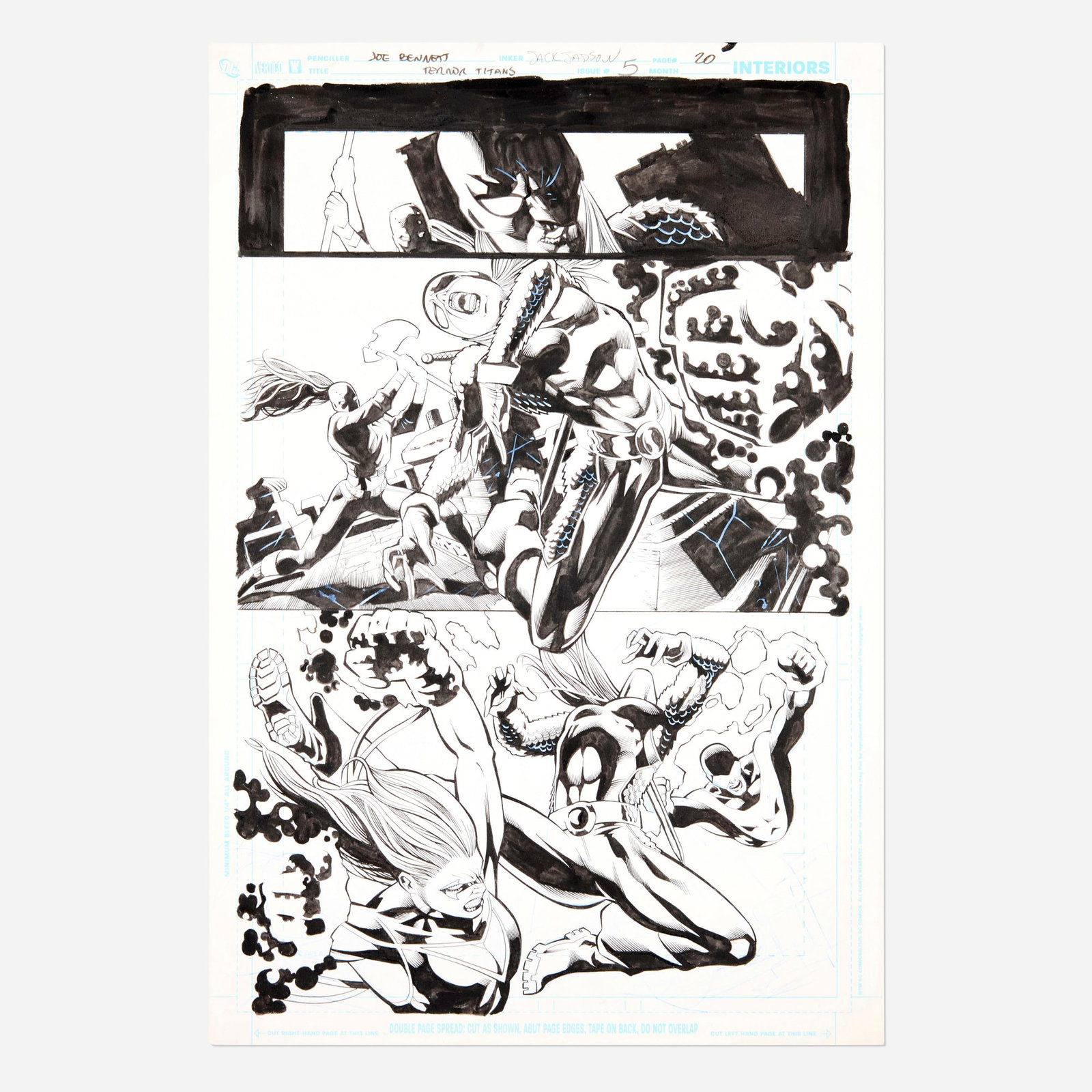 Joe Bennett and Jack Jadson, Terror Titans #5 Story Page 20 Original Art (DC Comics, 2009): Joe Bennett and Jack Jadson Terror Titans #5 Story Page 20 Original Art (DC Comics, 2009) pencil and ink on Bristol board 17 h x 11.5 w in (43 x 29 cm) Condition Notes: Some wear al