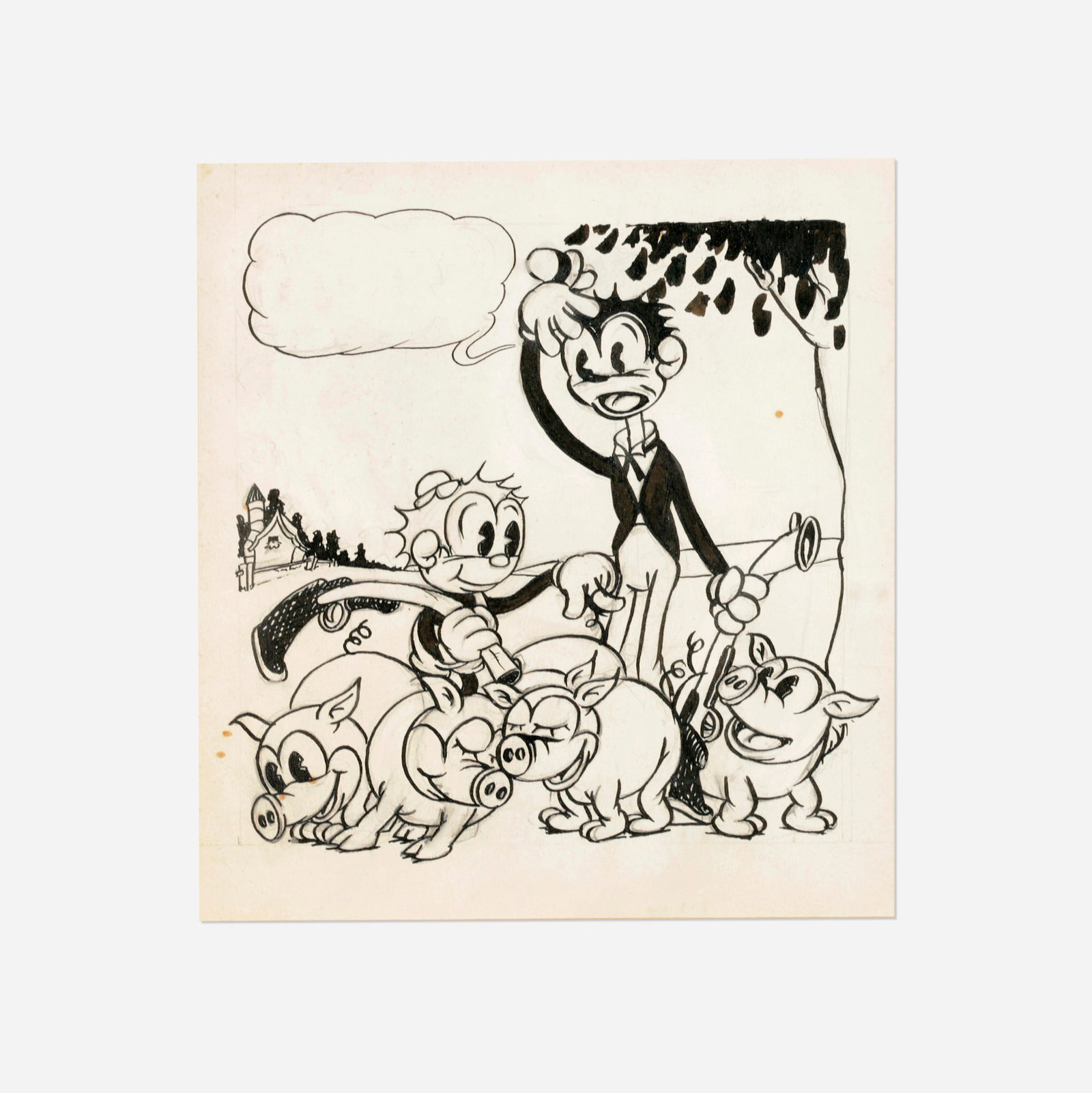 Tom and Jerry (Dick and Larry) Poduction Drawing Original Art (Van Beuren Studios, 1930) (1 of 2)