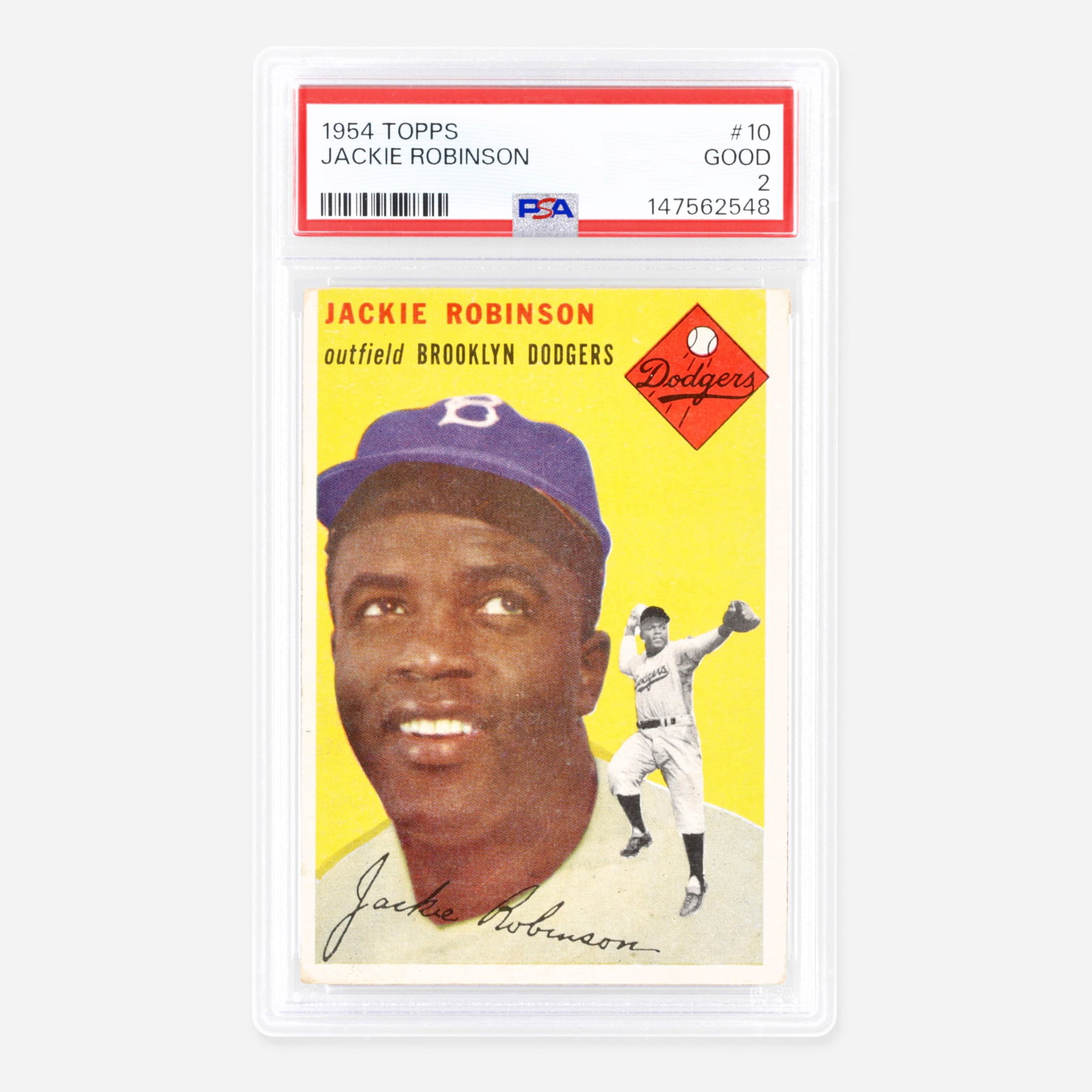 1954 Topps Baseball #10 Jackie Robinson PSA 2: 1954 Topps Baseball #10 Jackie Robinson PSA 2 USA, 1954 PSA#: 147562548 view certificate<