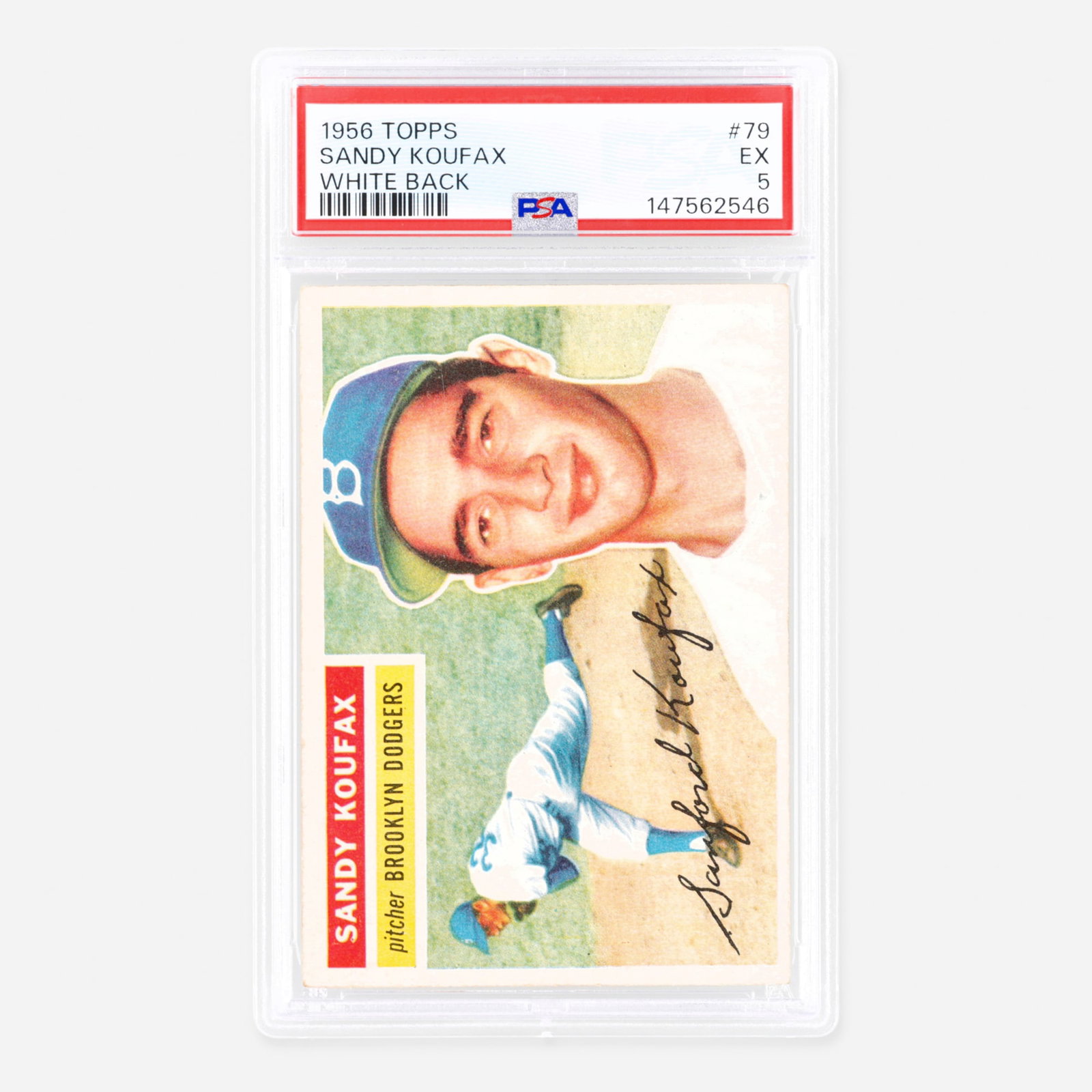 1956 Topps Baseball #79 Sandy Koufax White Back PSA 5 (1 of 2)