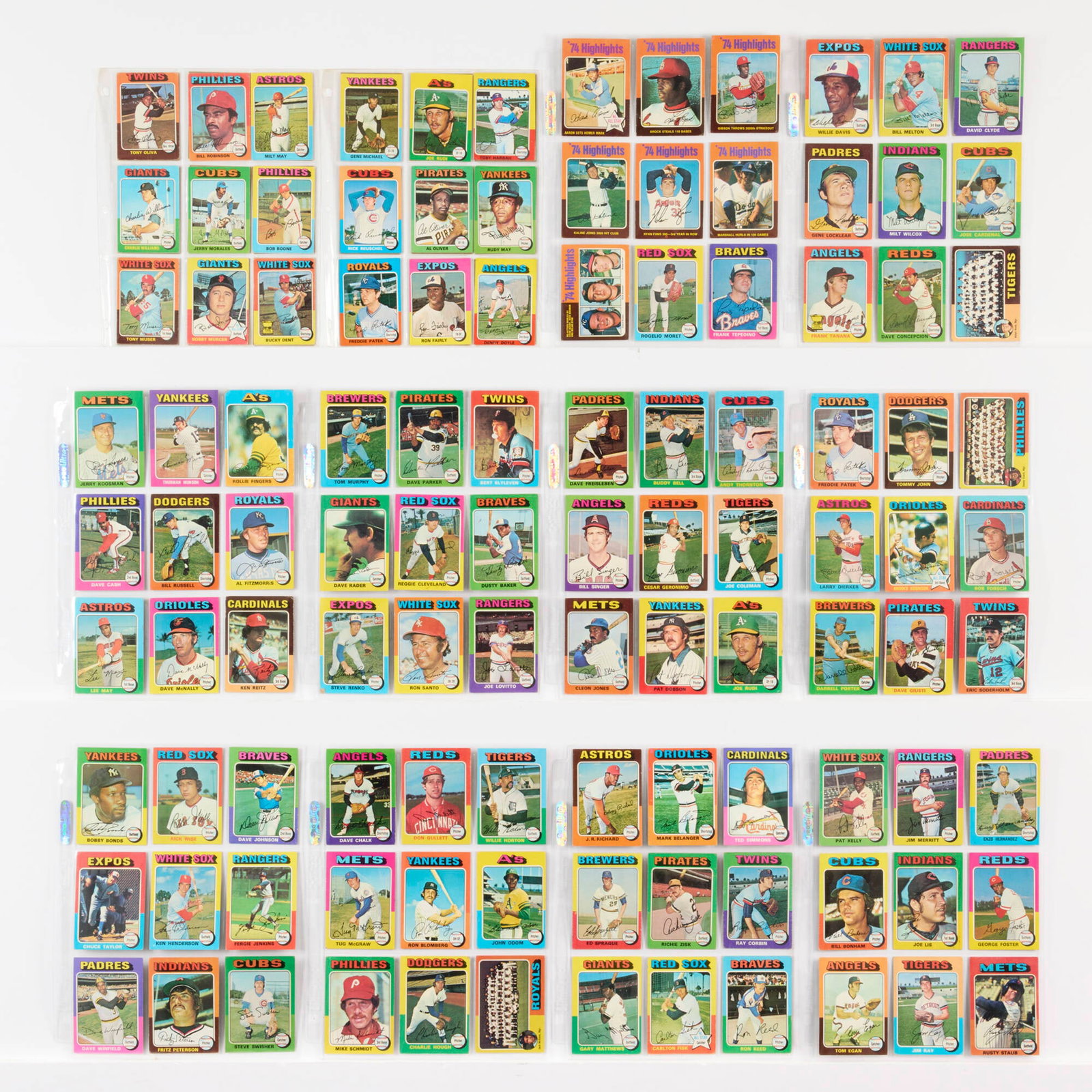 1975 Topps Baseball #1-#660 Complete Set plus Mini Card Group: 1975 Topps Baseball #1-#660 Complete Set plus Mini Card Group USA, 1975 697 Cards including complete set of 660 cards with 36 mini cards. Includes two copies of #190. Featuring #223 Robin Yount Rookie