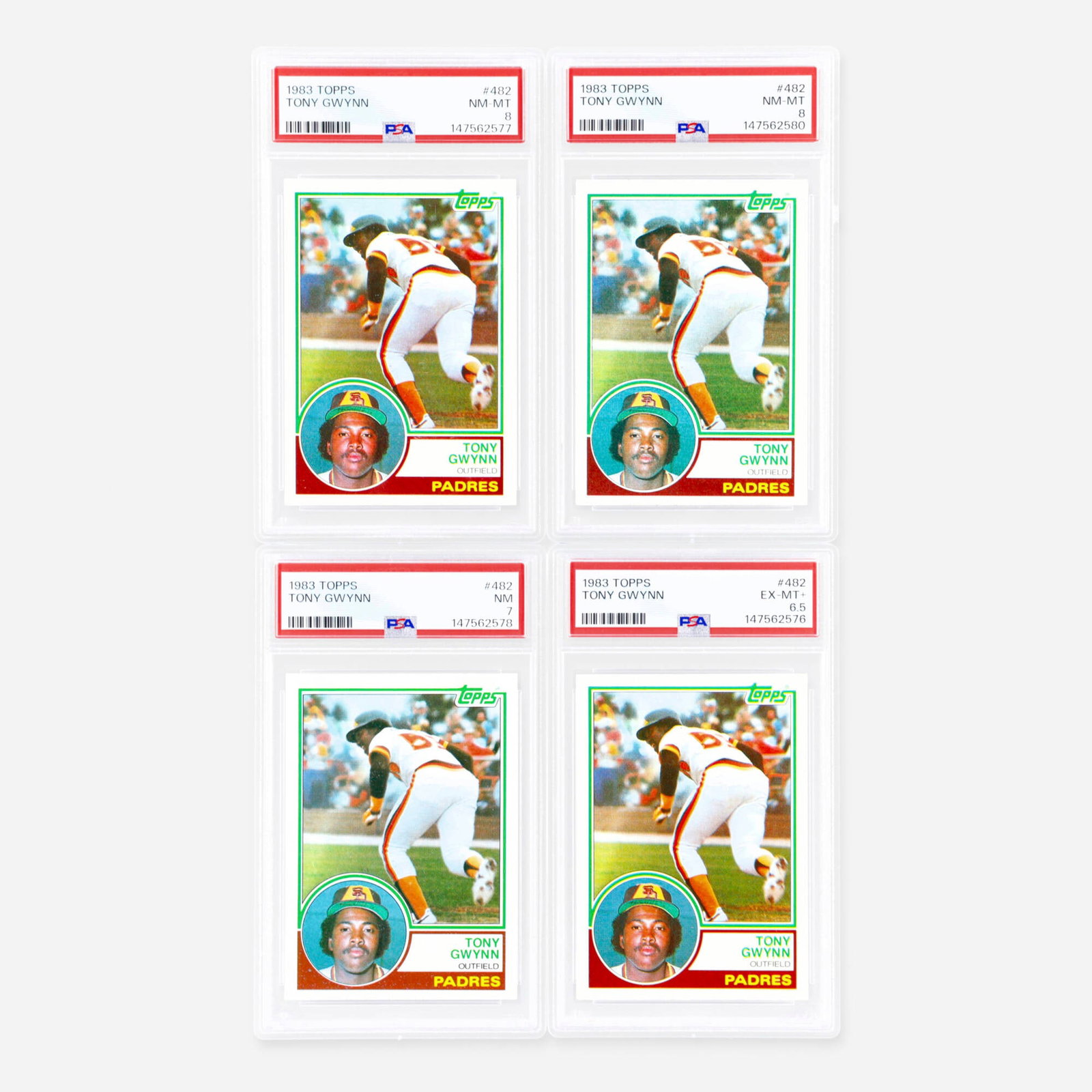 Four 1983 Topps Baseball #482 Tony Gwynn Rookie PSA Card Group (1 of 2)